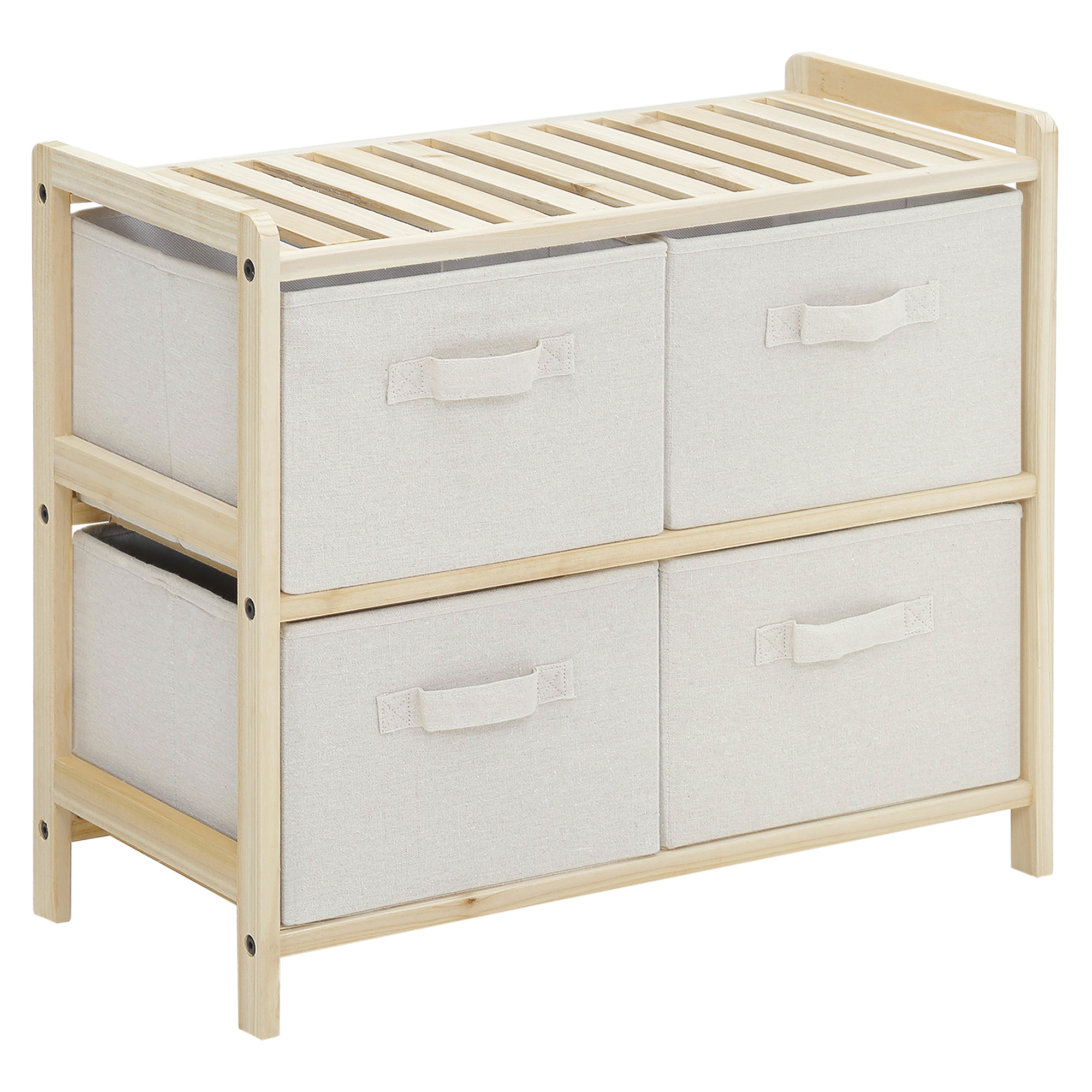 Commode 8 Tiroirs En Tissu HOMCOM – Structure Acier, 4 Poches & 2 Crochets – Rangement Chambre, Salon – Couleur Beige