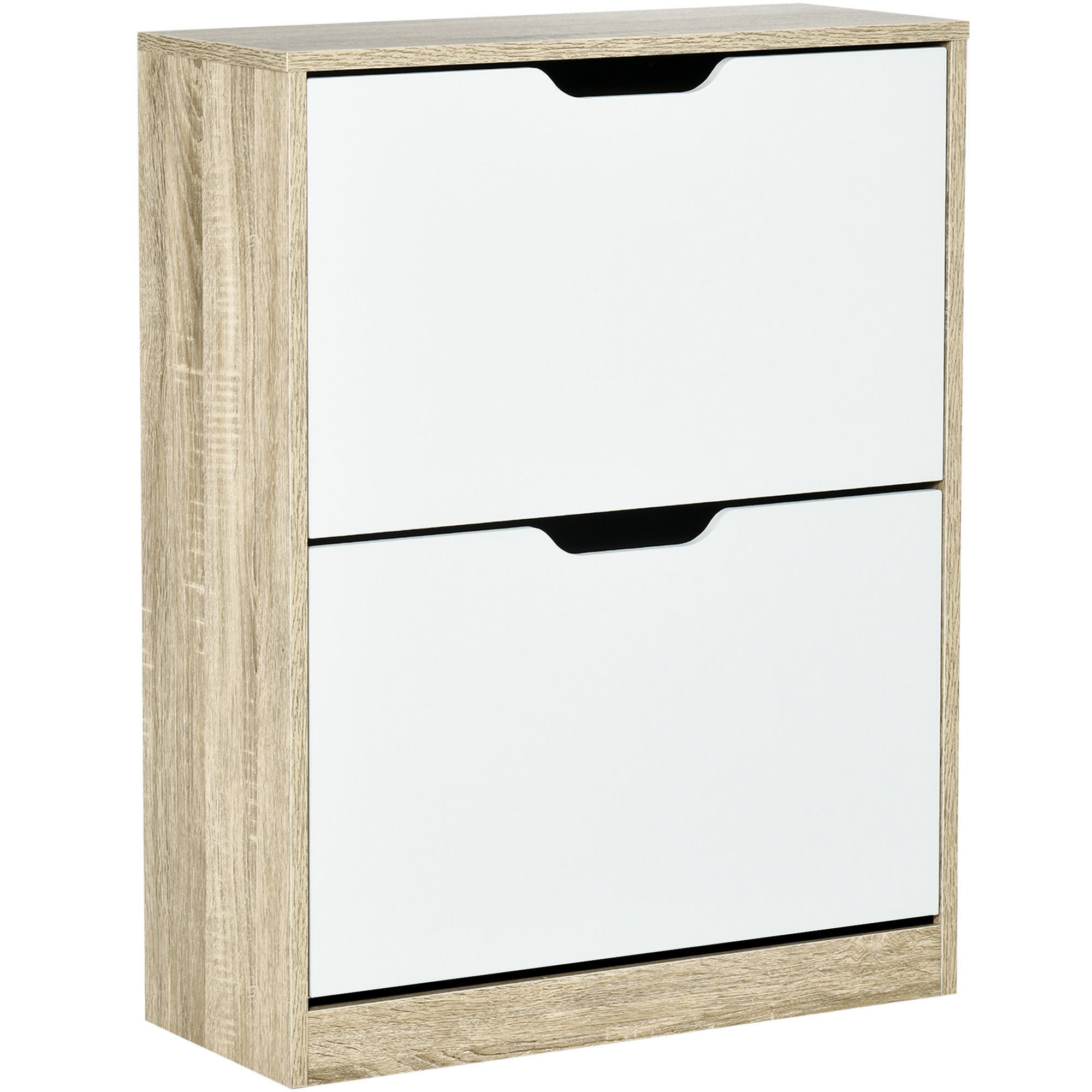 HOMCOM Armario Zapatero de Madera con 2 Puertas Abatibles y 4 Estantes para 8 Pares Blanco Ideal para Entrada Pasillo y Dormitorio | Aosom España