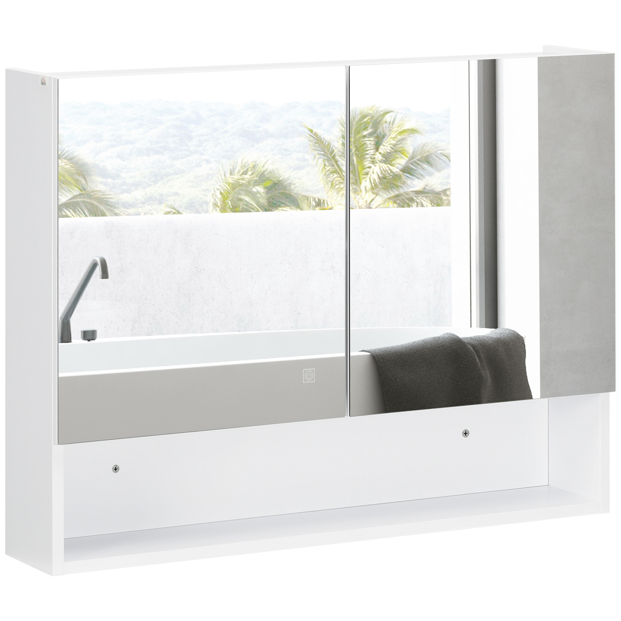 HOMCOM Espejo de Baño Vidrio Blanco 60x80x15cm