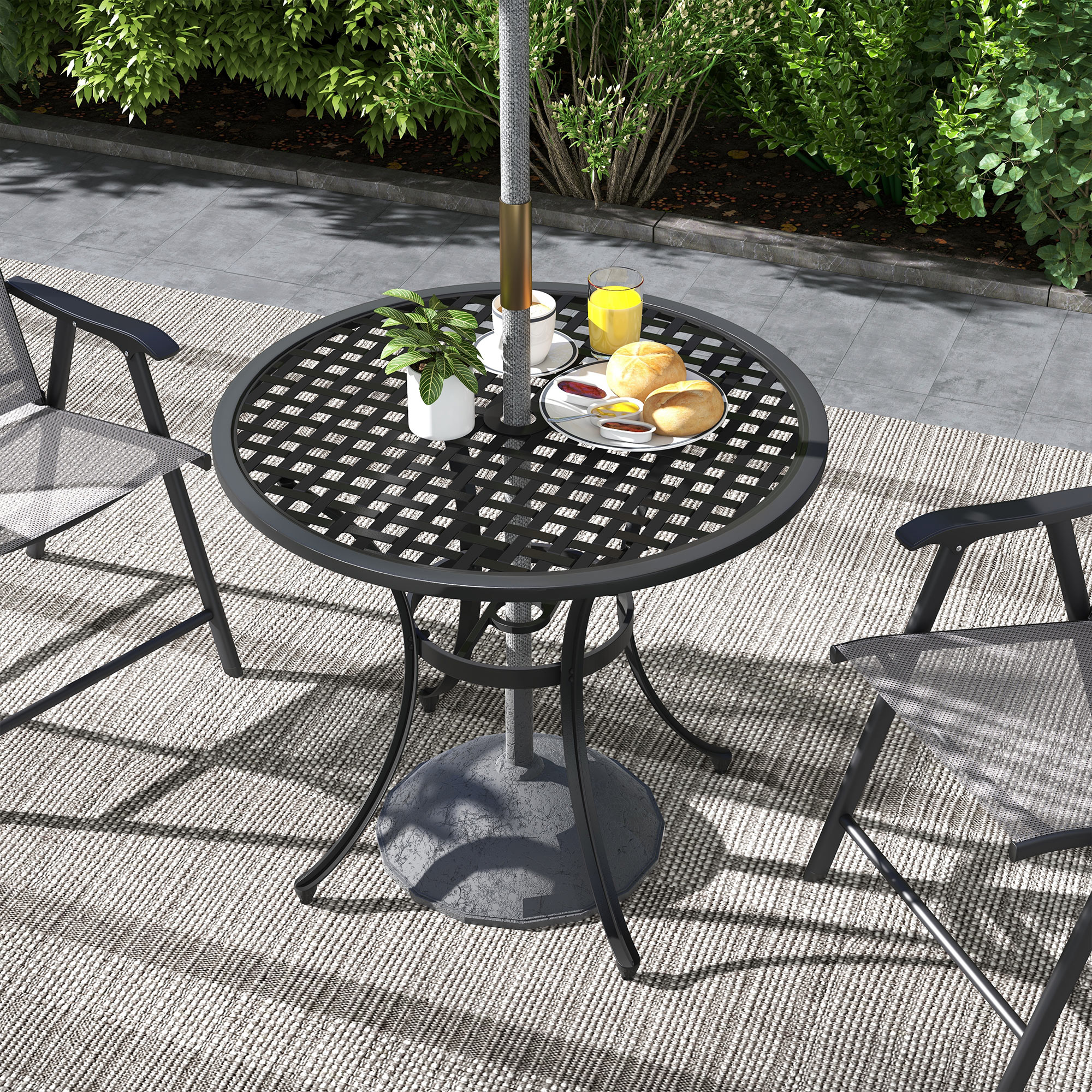 Outsunny Cast Aluminium Bistro Table with Umbrella Hole, 85cm