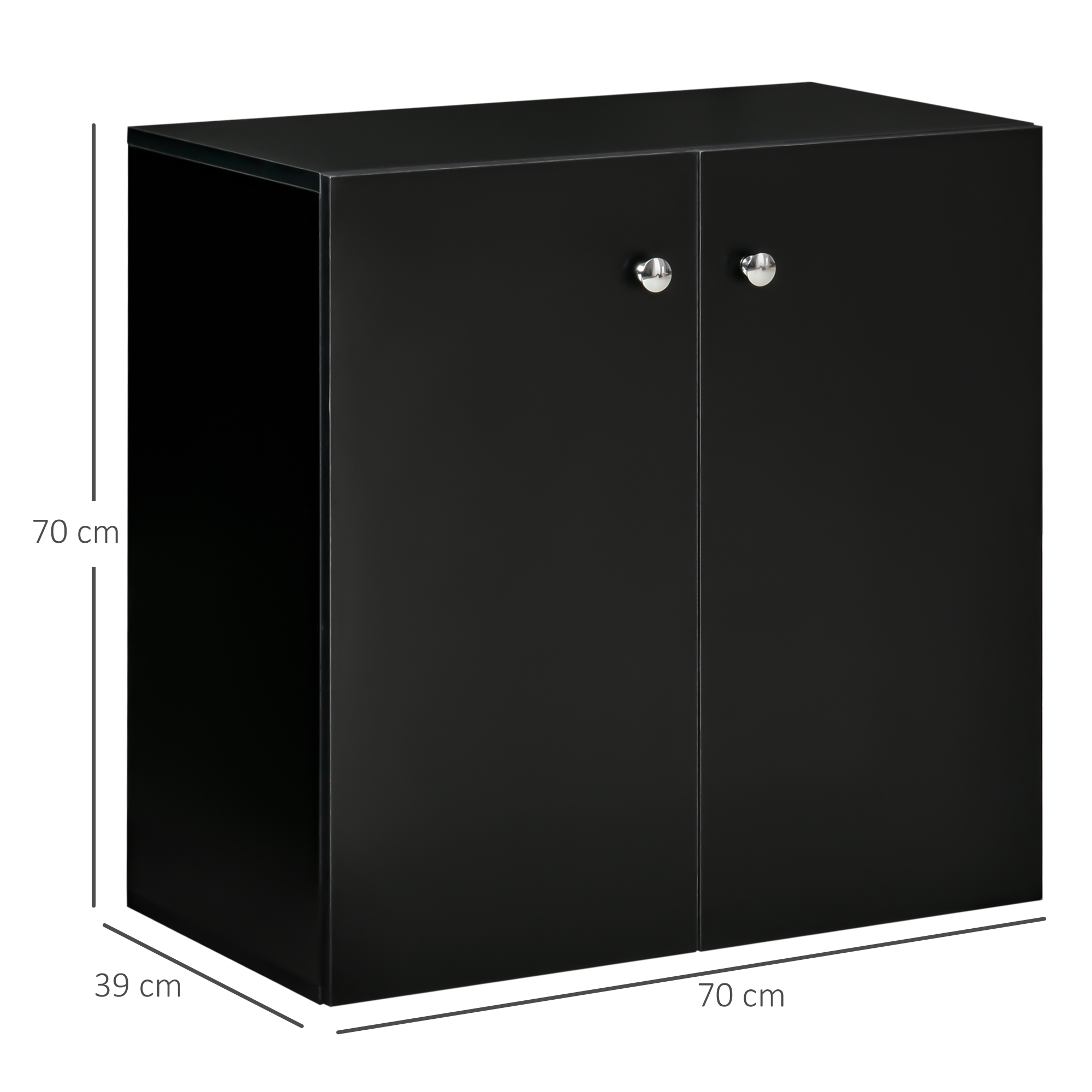 HOMCOM Storage Cabinet w/ Two Shelves Wooden Sideboard Freestanding Kitchen Cupboard Bookcase Black 3