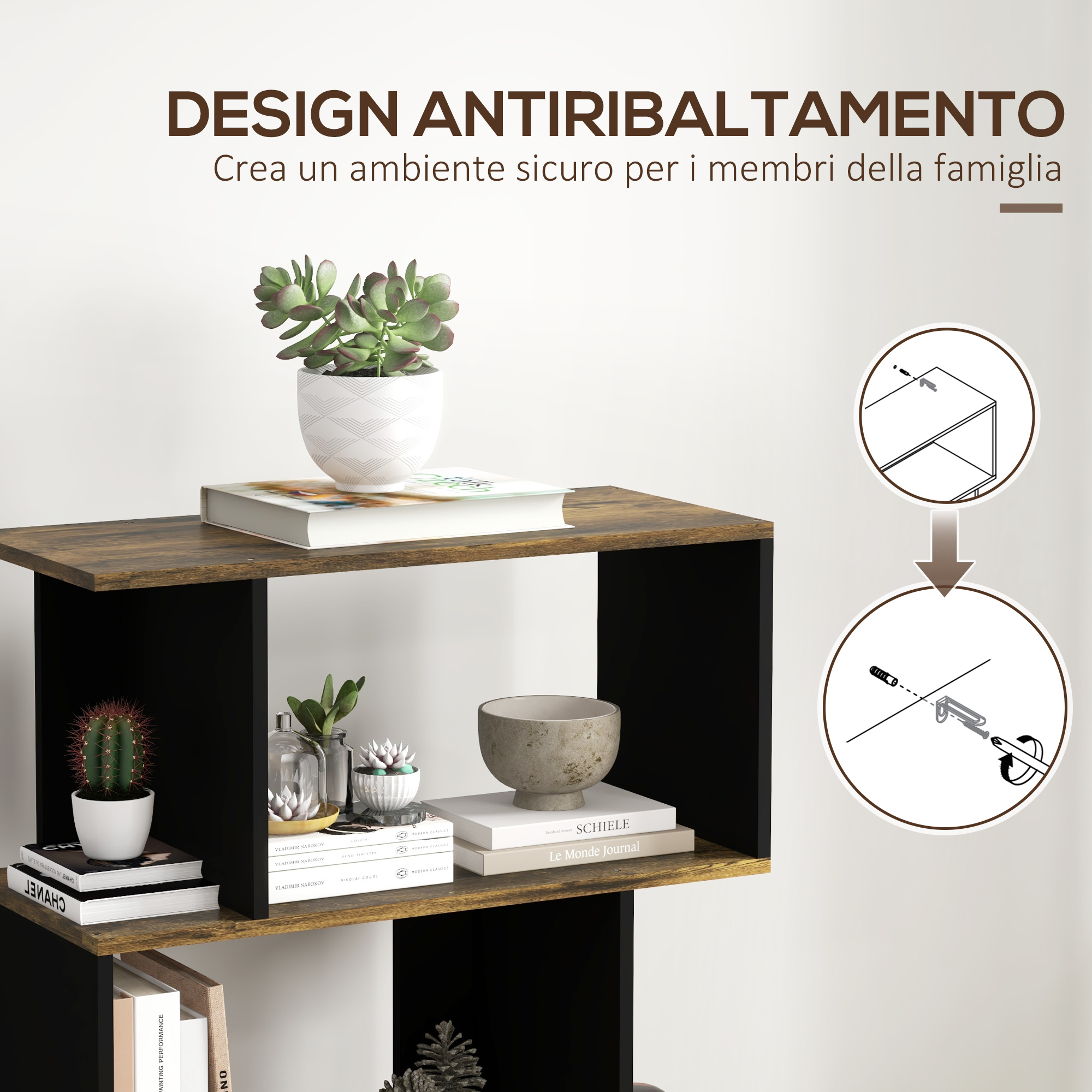 AC Design Furniture Jörn Libreria Asimmetrica con 4 Ripiani