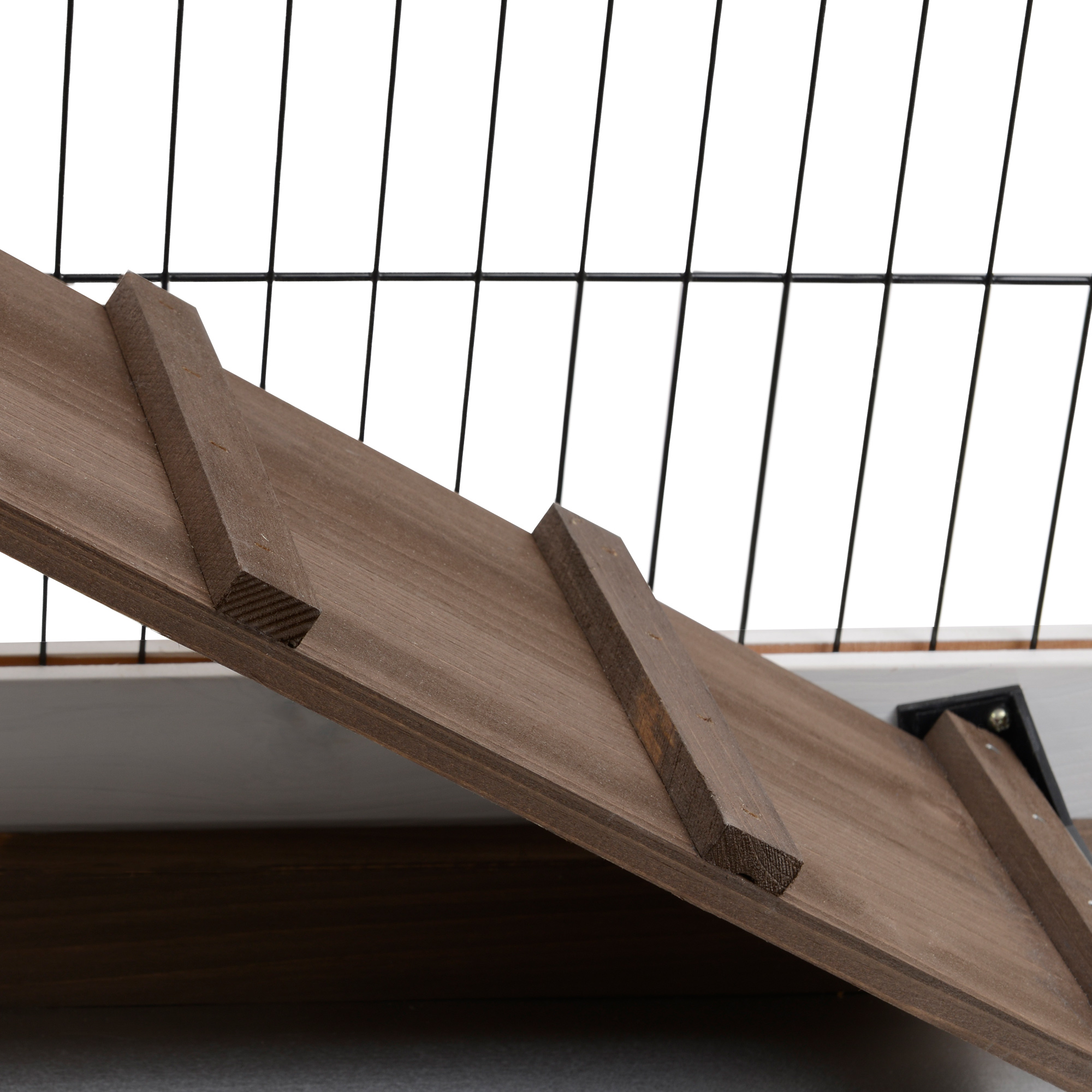 PawHut Two-Tier Rabbit Hutch Pet Cage, with Wheels Brown 8