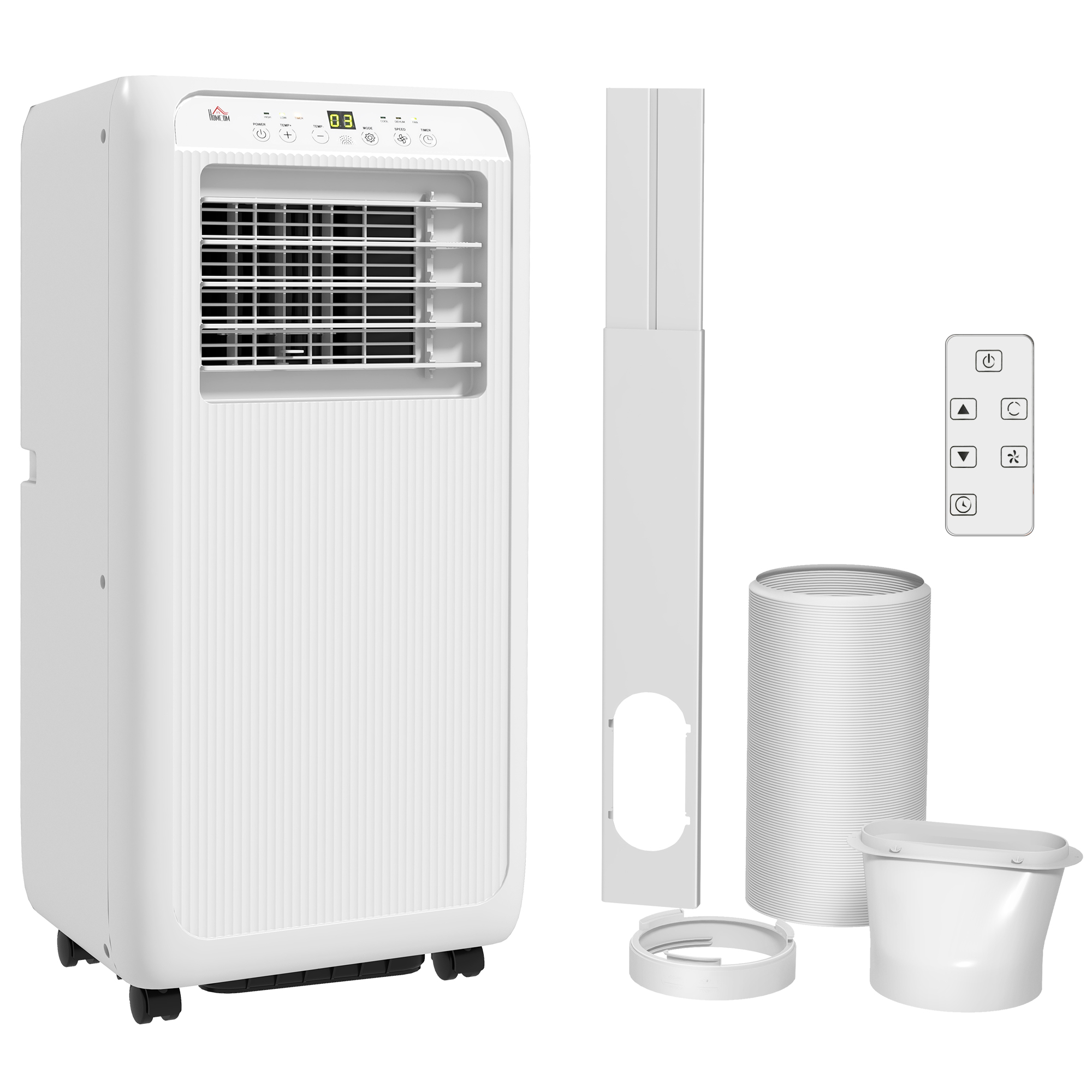HOMCOM 9,000 BTU Mobile Air Conditioner for Room up to 28m², with Dehumidifier, 24H Timer, Wheels, Window Mount Kit