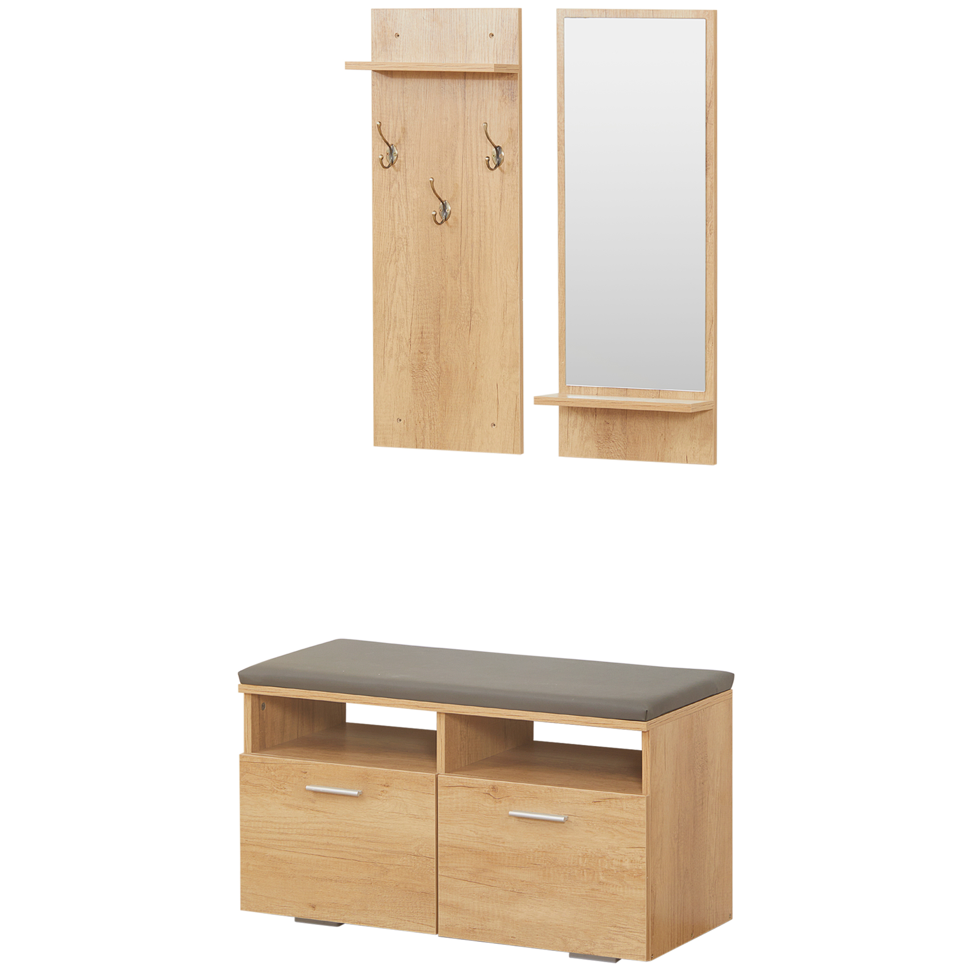 HOMCOM Set Ingresso 3 In 1 - Scarpiera, Specchio E Appendiabiti In Legno 80x27x46.5cm Bianco - Foto 3
