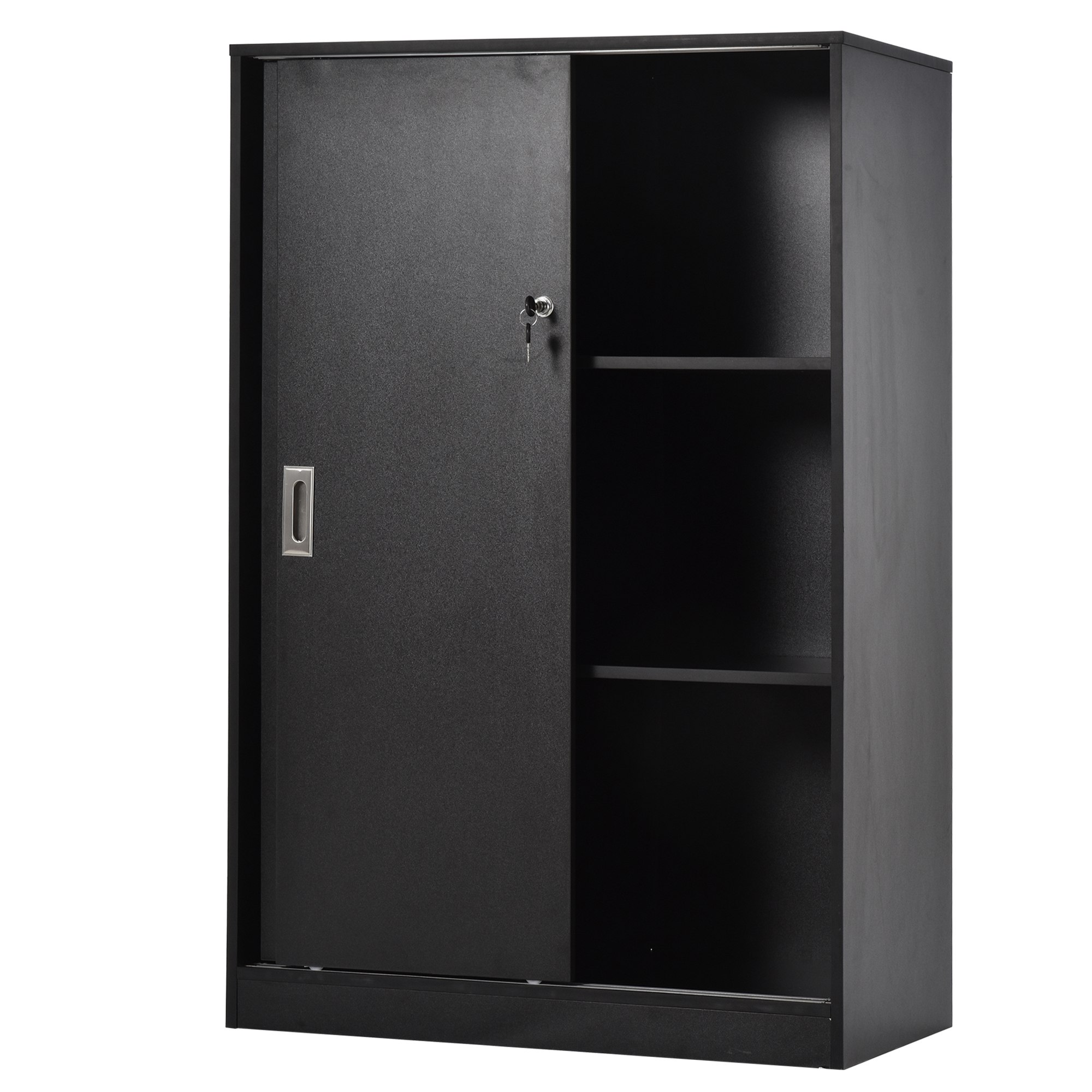 HOMCOM Caisson de bureau caisson de rangement 3 étagères avec verrouillage de 2 clés design minimaliste nordique noir