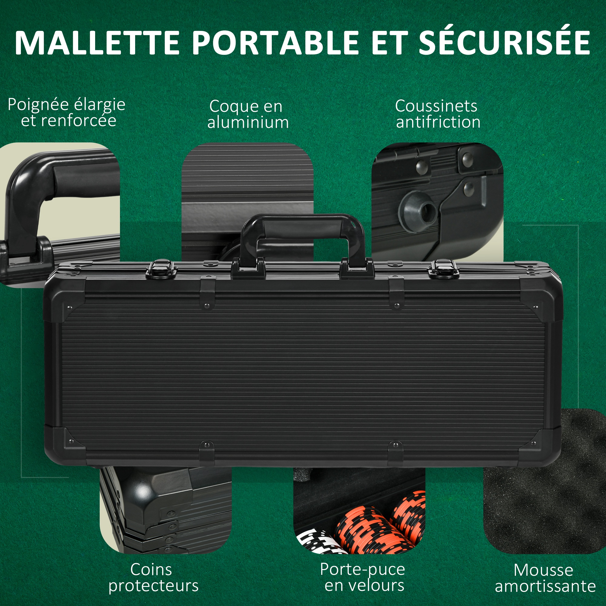 Mallette de Poker Coffret de Poker Complet avec 300 jetons 2 Jeux de