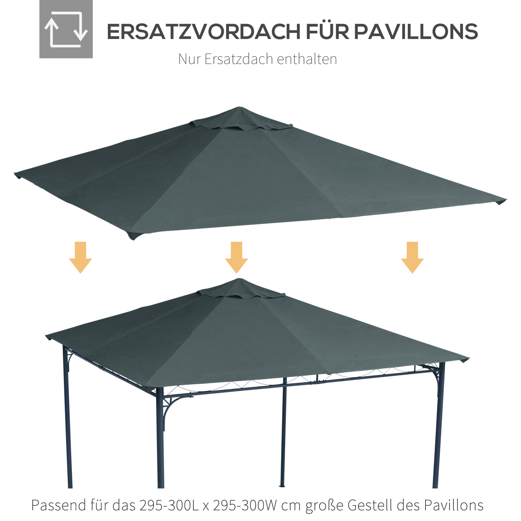 Aiapaviljoni vahetuskatus, polüester, 2,98 x 2,95 m, tumehall