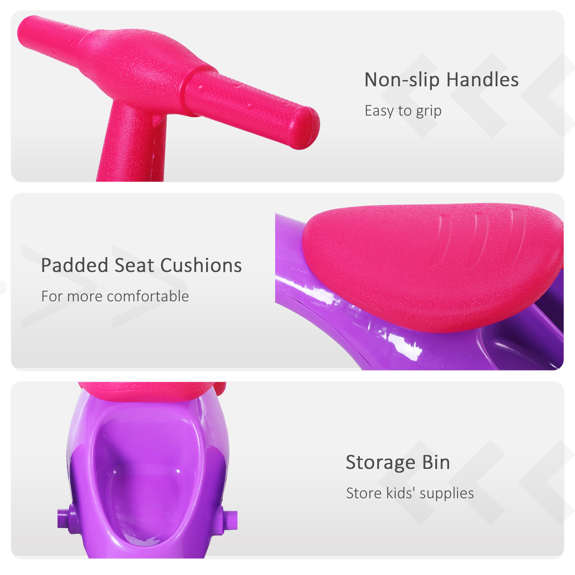 HOMCOM Baby Balance Bike Toddler Training Walker Smooth Rubber Wheels Ride on Toy Storage Bin Gift for Boys Girls Violet Fuchsia 6
