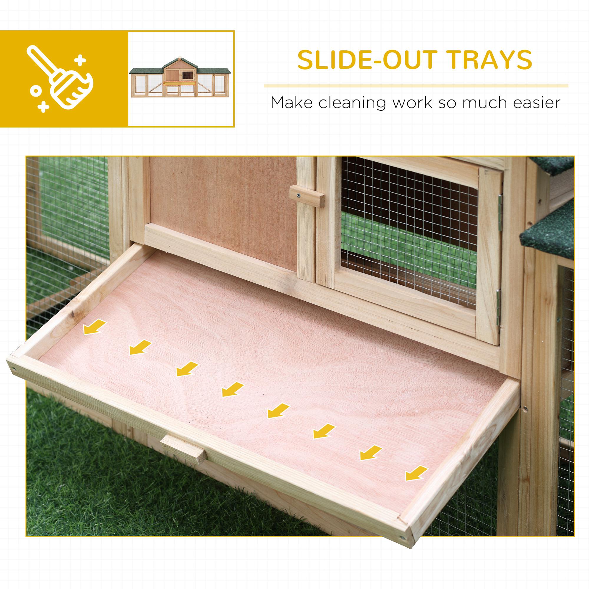 PawHut Large Rabbit Hutch Outdoor Wooden Guinea Pig Hutch with Run, 2 Storey Bunny House 210 x 45.5 x 84.5 cm 6