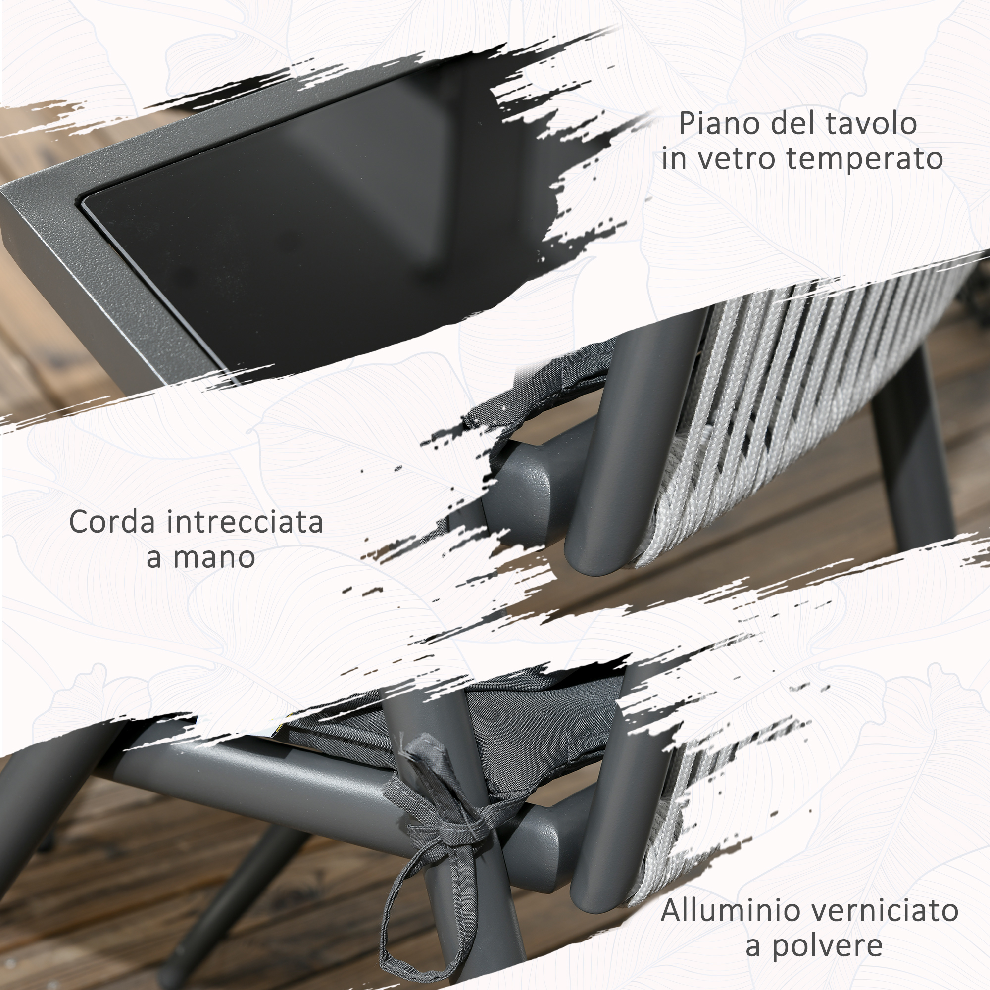 Outsunny Set 4 Cuscini da Esterno Imbottiti per Schienale e
