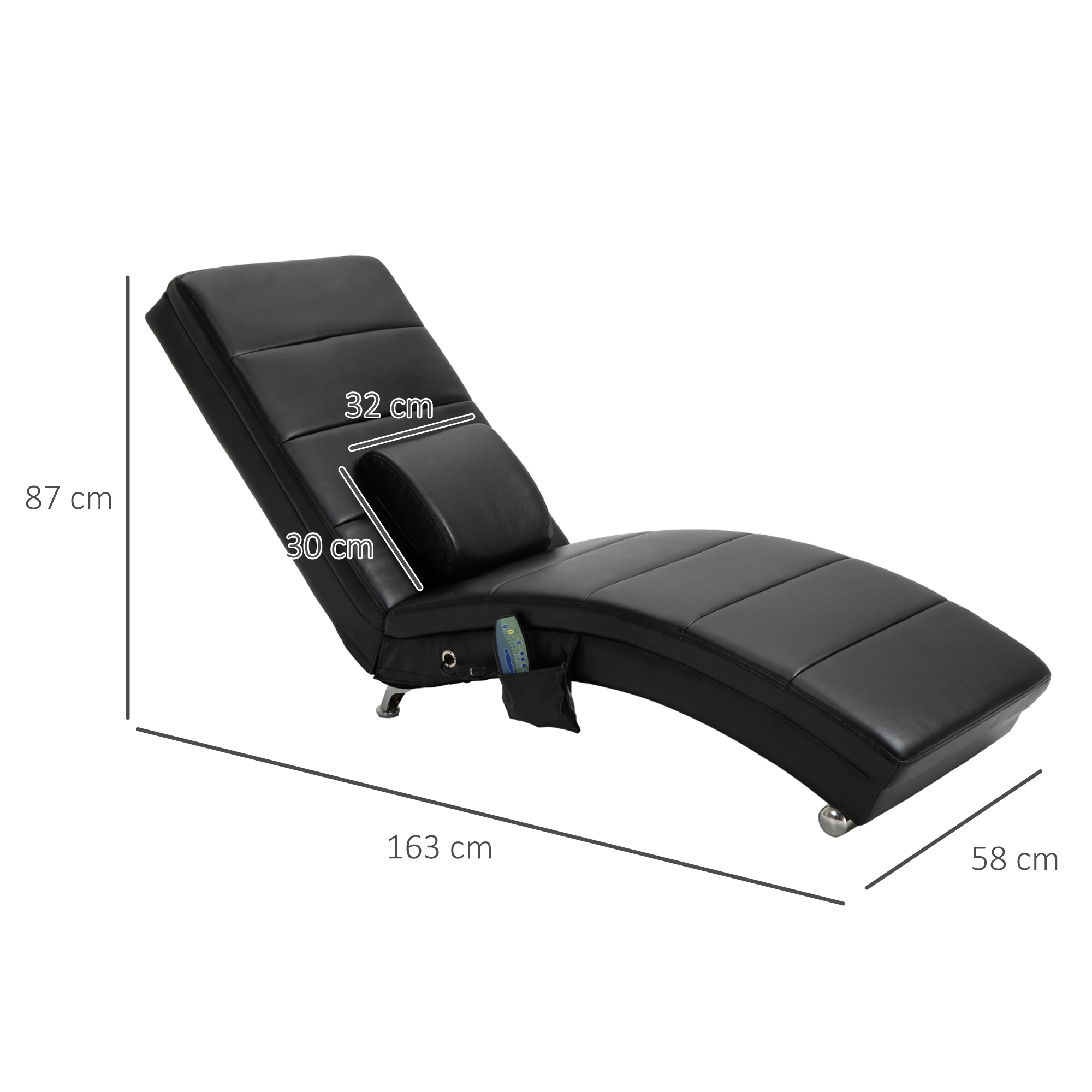 Lamamistool massaažifunktsiooniga, ergonoomiliselt kõrge seljatugi, massaažifunktsiooni ja null-G disainiga padjaga, kunstnahk, metall, poroloon, must, 58 x 1