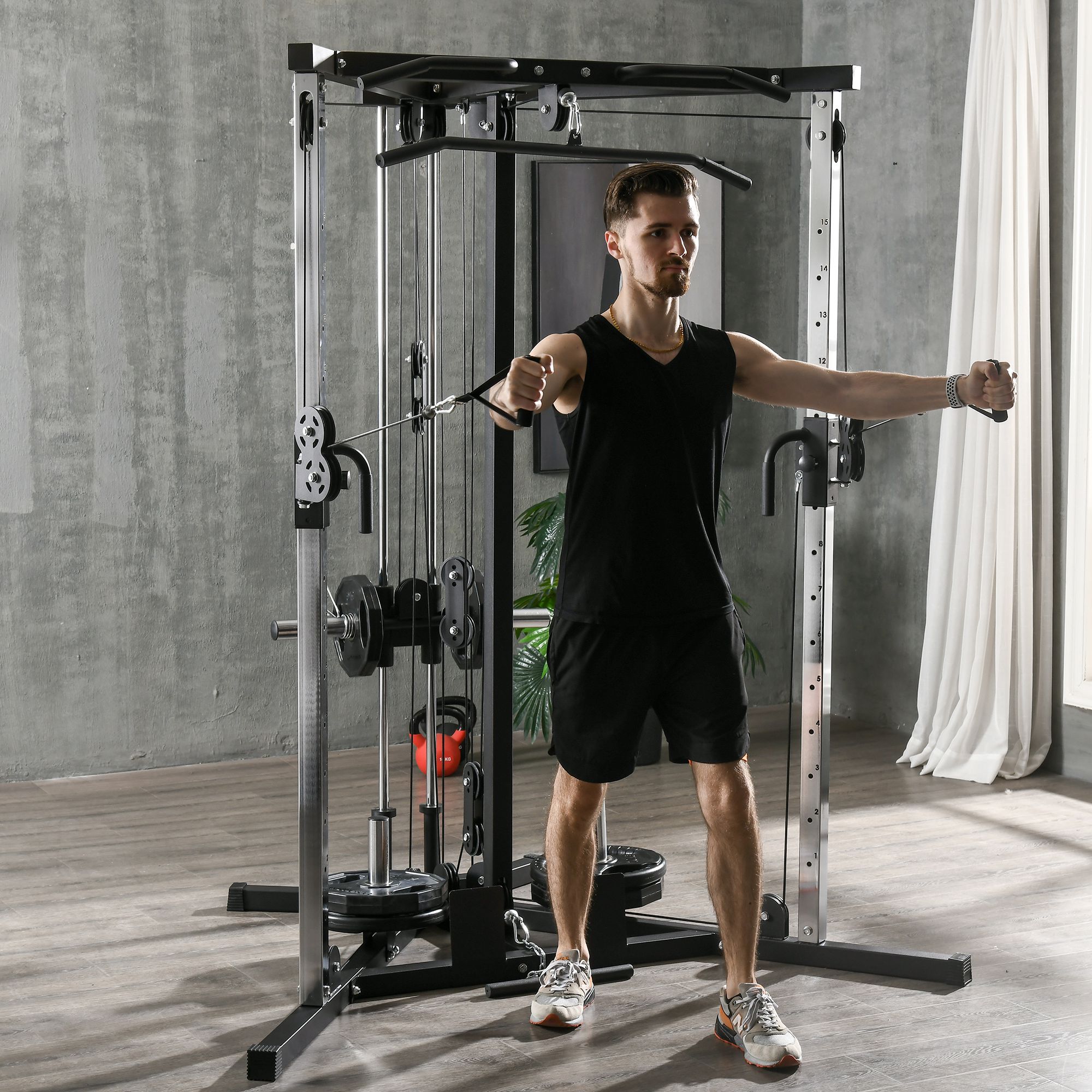 Smith Machine Máquina De Musculación HOMCOM Multiestación 45kg