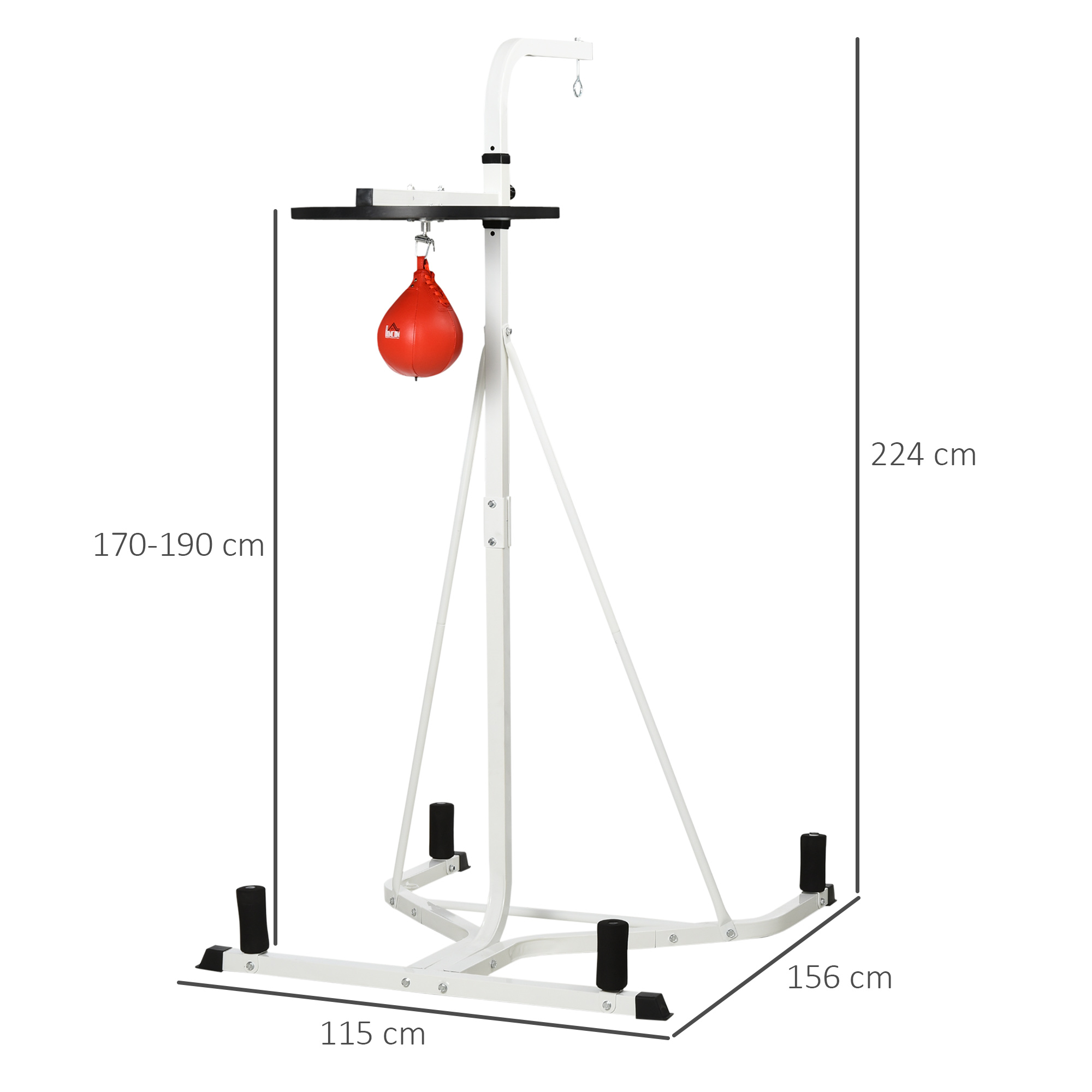 HOMCOM Adjustable Freestanding Speedbag, Punch Bag Hanger, White 3