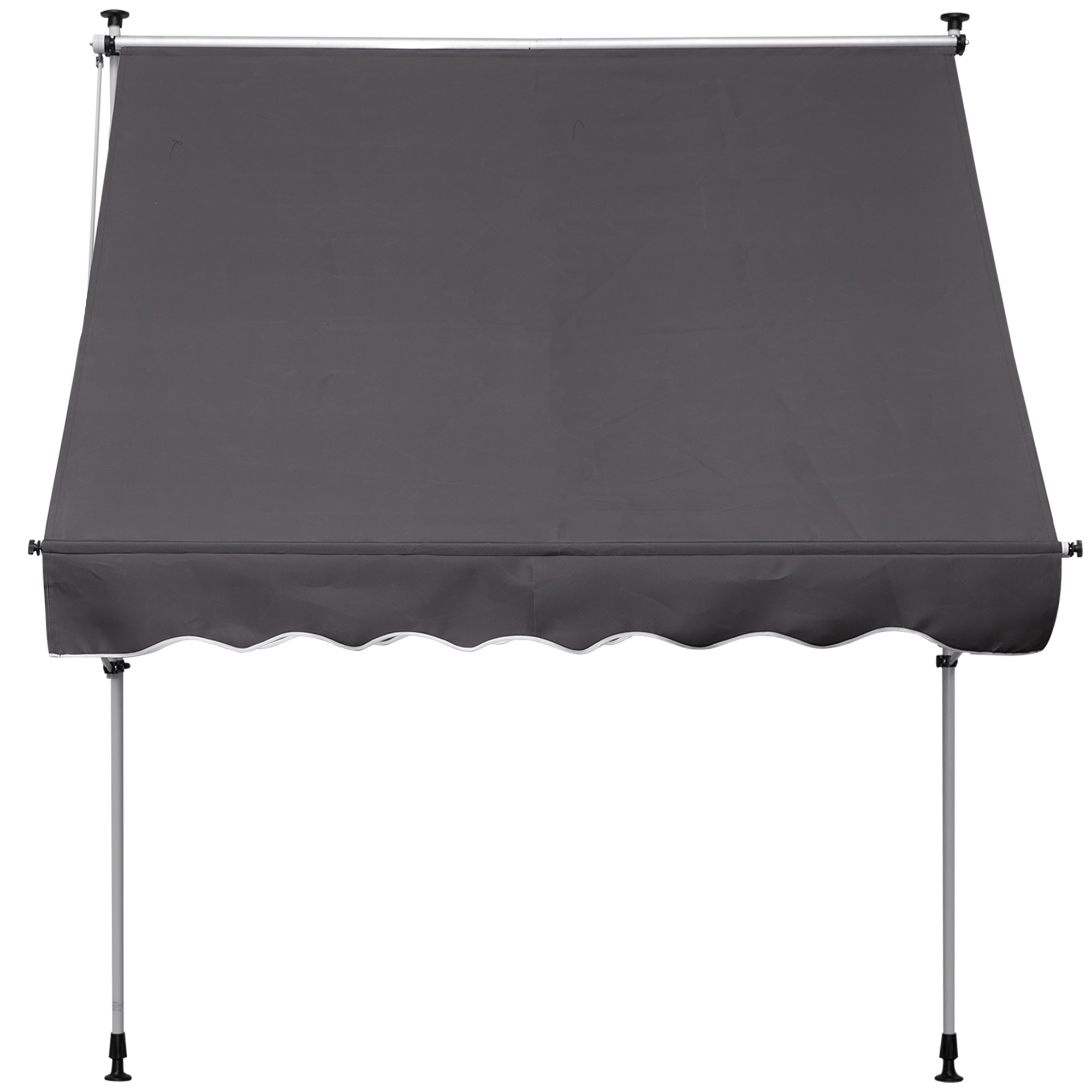 Store Banne Manuel Rétractable Outsunny - 2,5x2 M - Toile Polyester Imperméable - Inclinaison Réglable - Gris