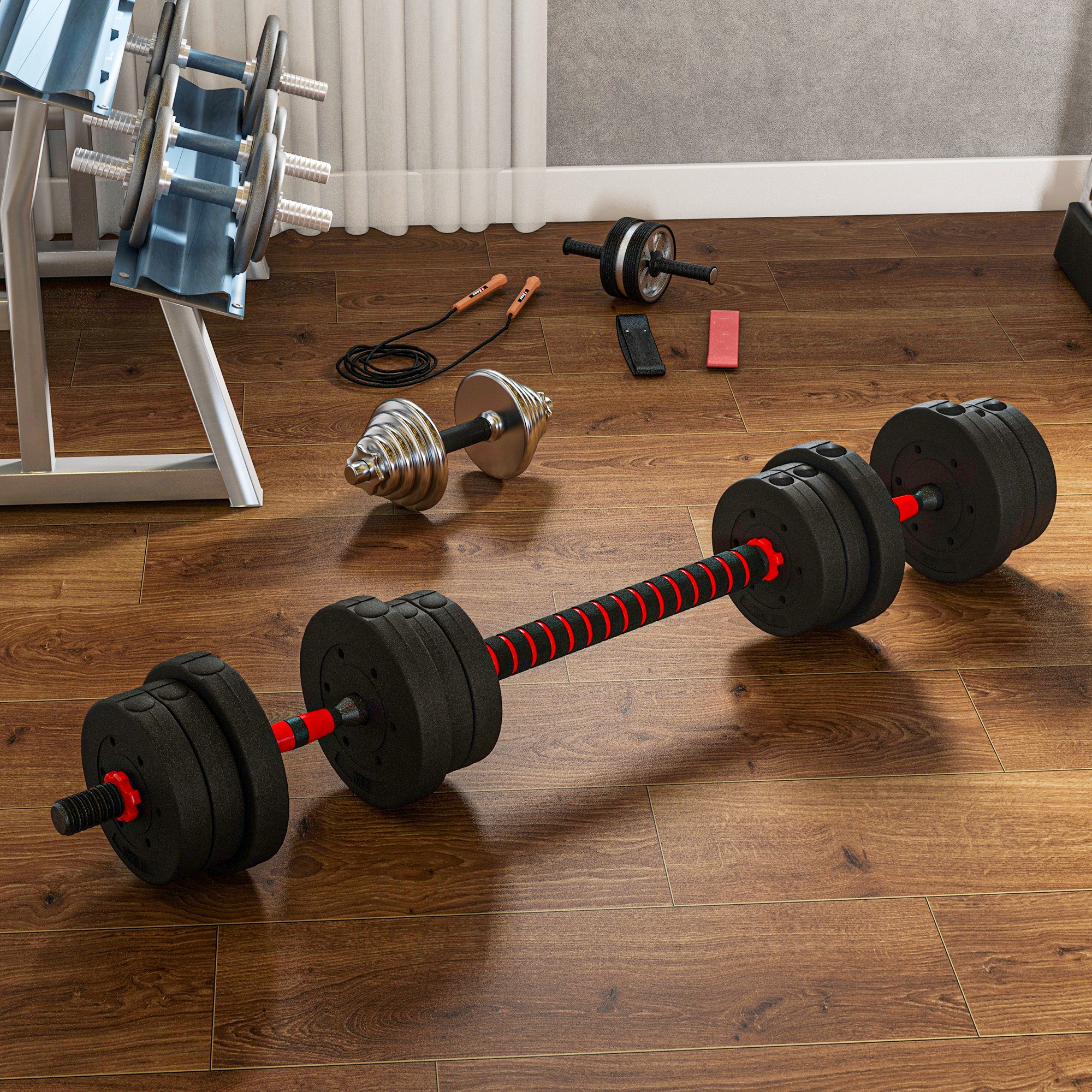 HOMCOM 20kg 2 IN 1 Adjustable Dumbbells Weight Set, Dumbbell Hand ...