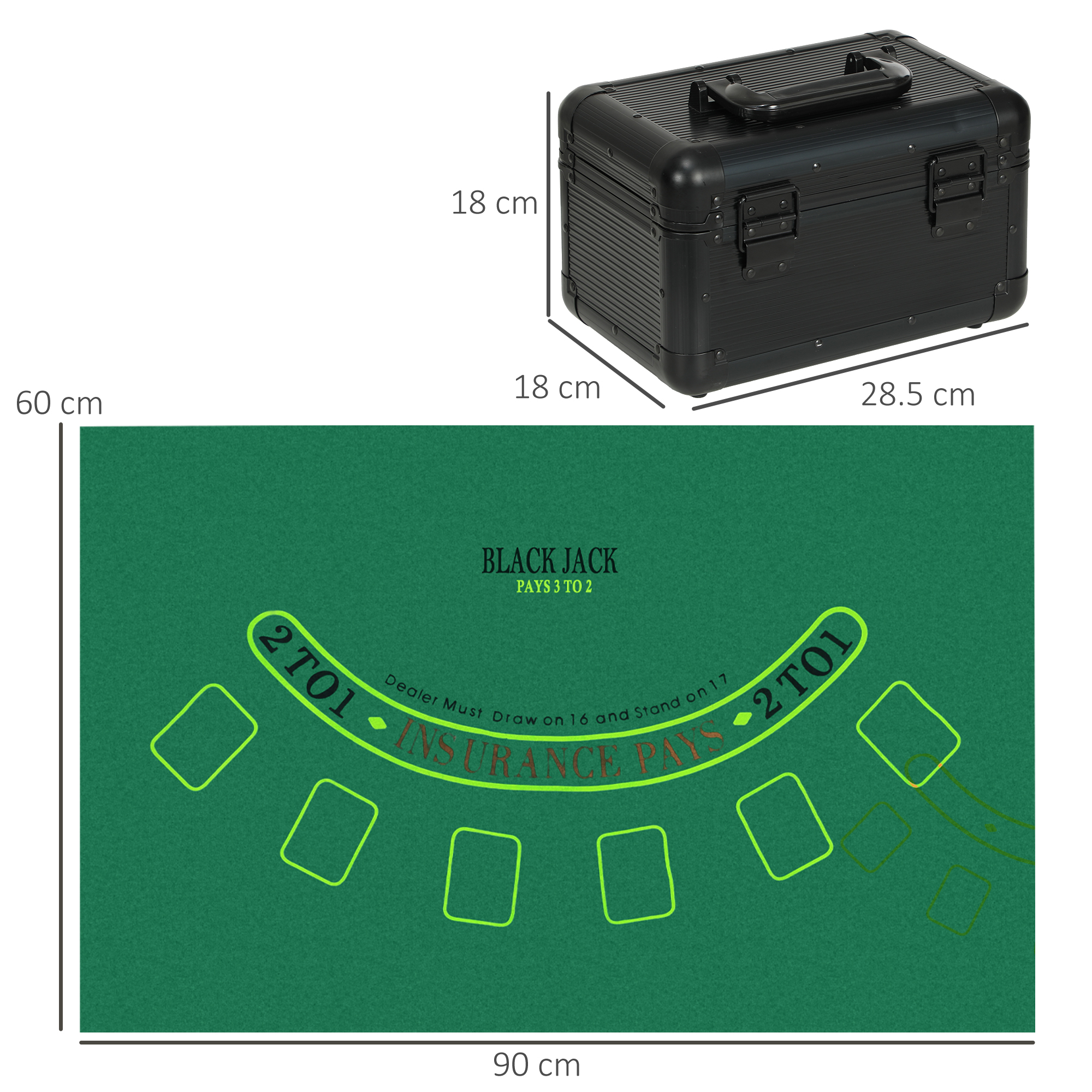 Set 100 Fiches Da Poker Opache - Gettoni In Plastica 32mm Con Scatola Portaoggetti, Colore Nero