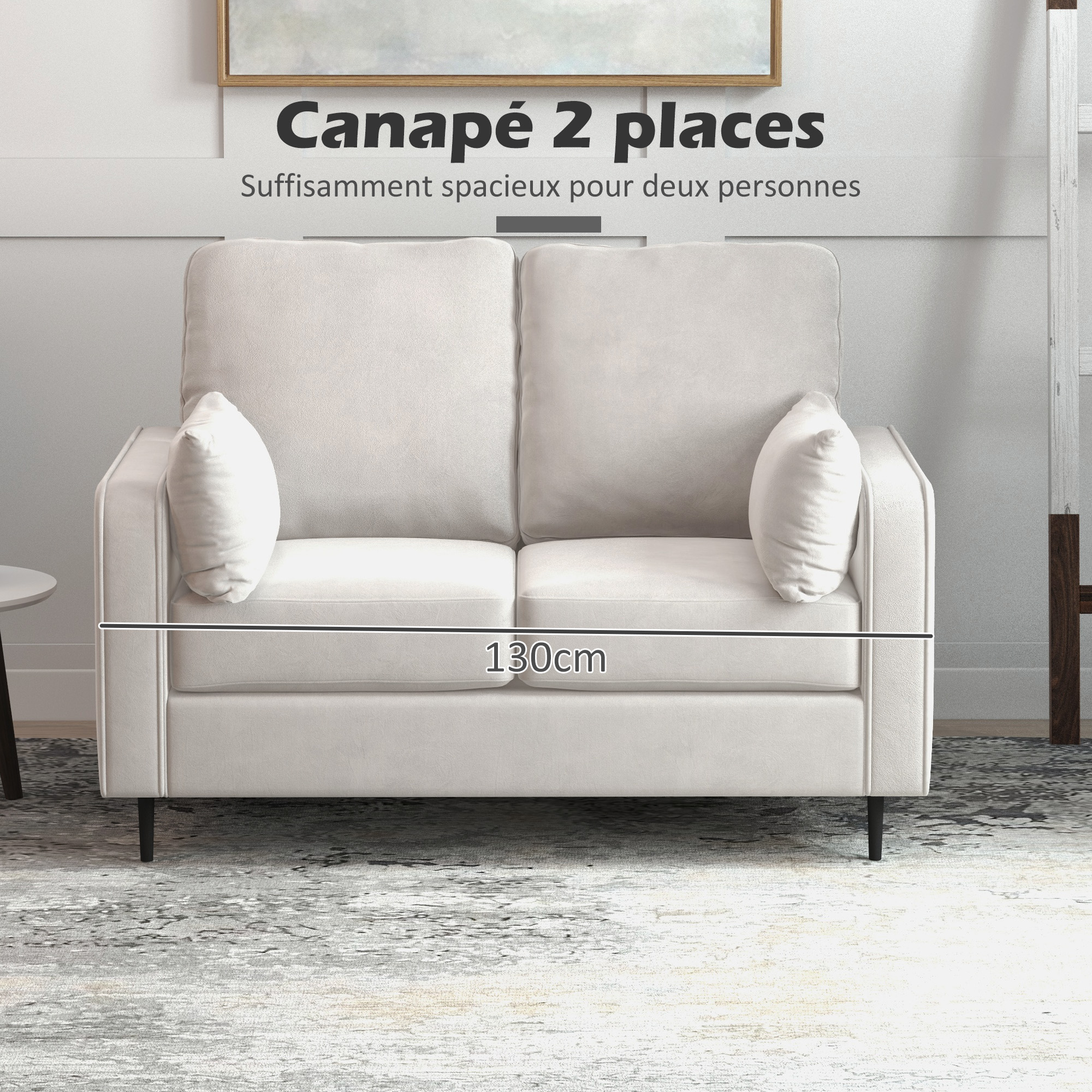 Sofá Cama 2 Plazas Escandinavo Beige - Respaldo Reclinable 3 Posiciones, Patas De Madera Y Tela De Lino