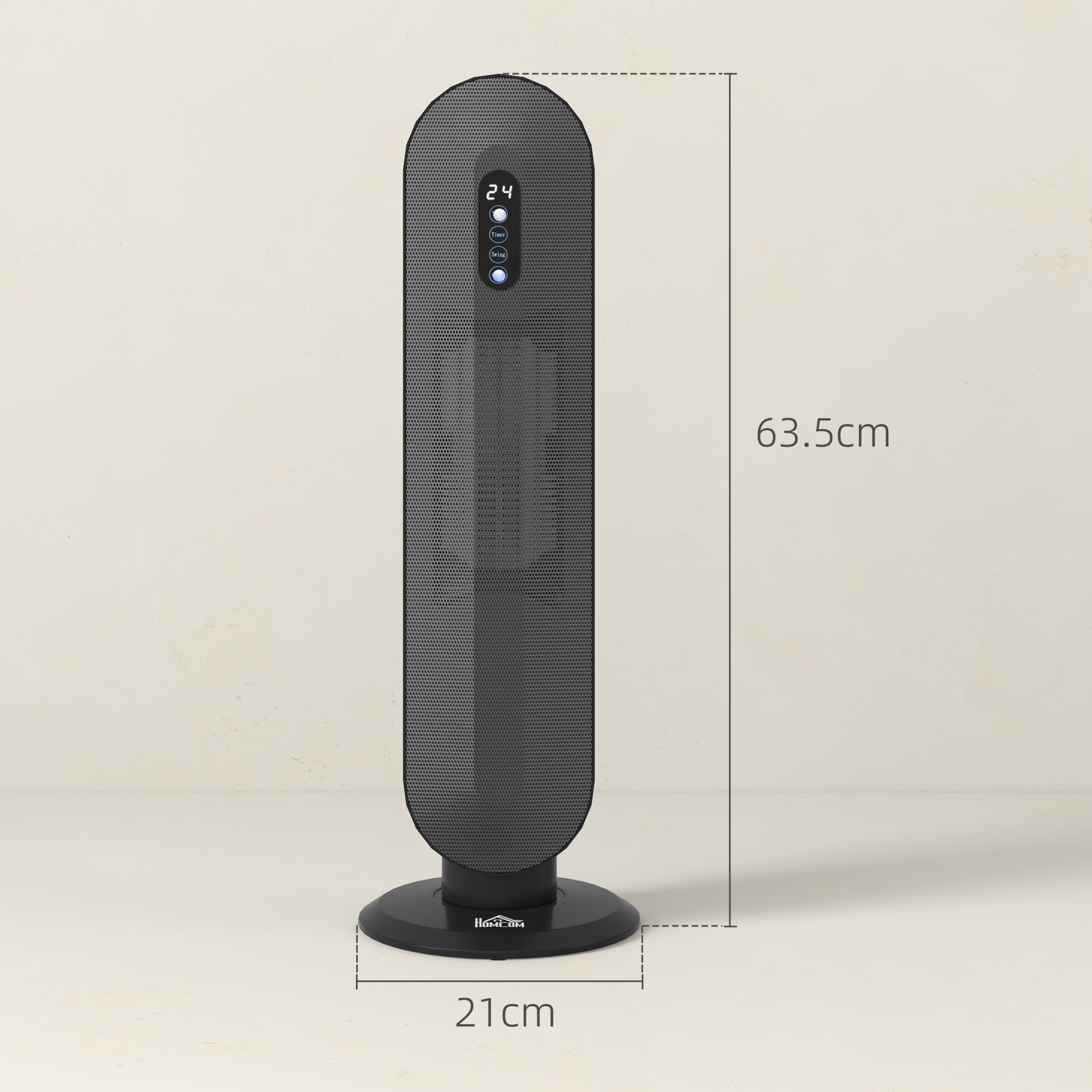 HOMCOM 45° Oscillating Ceramic Space Heater, with Remote Black 3