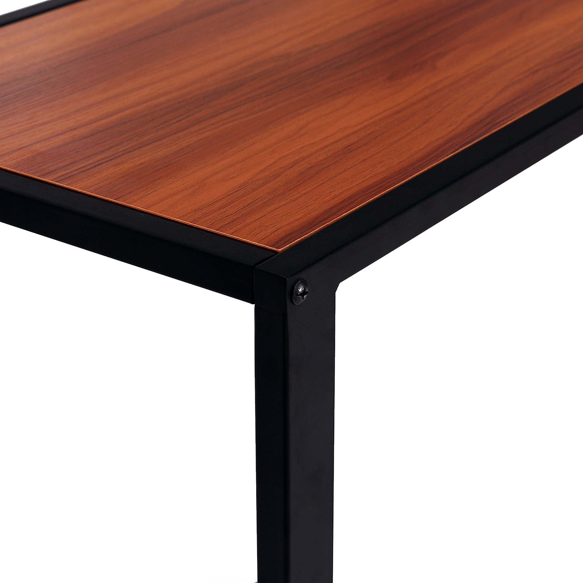 HOMCOM C-Shaped Side Table, Sofa End Table with Metal Frame, Accent Couch Table for Living room, Bedroom, Walnut and Black 8