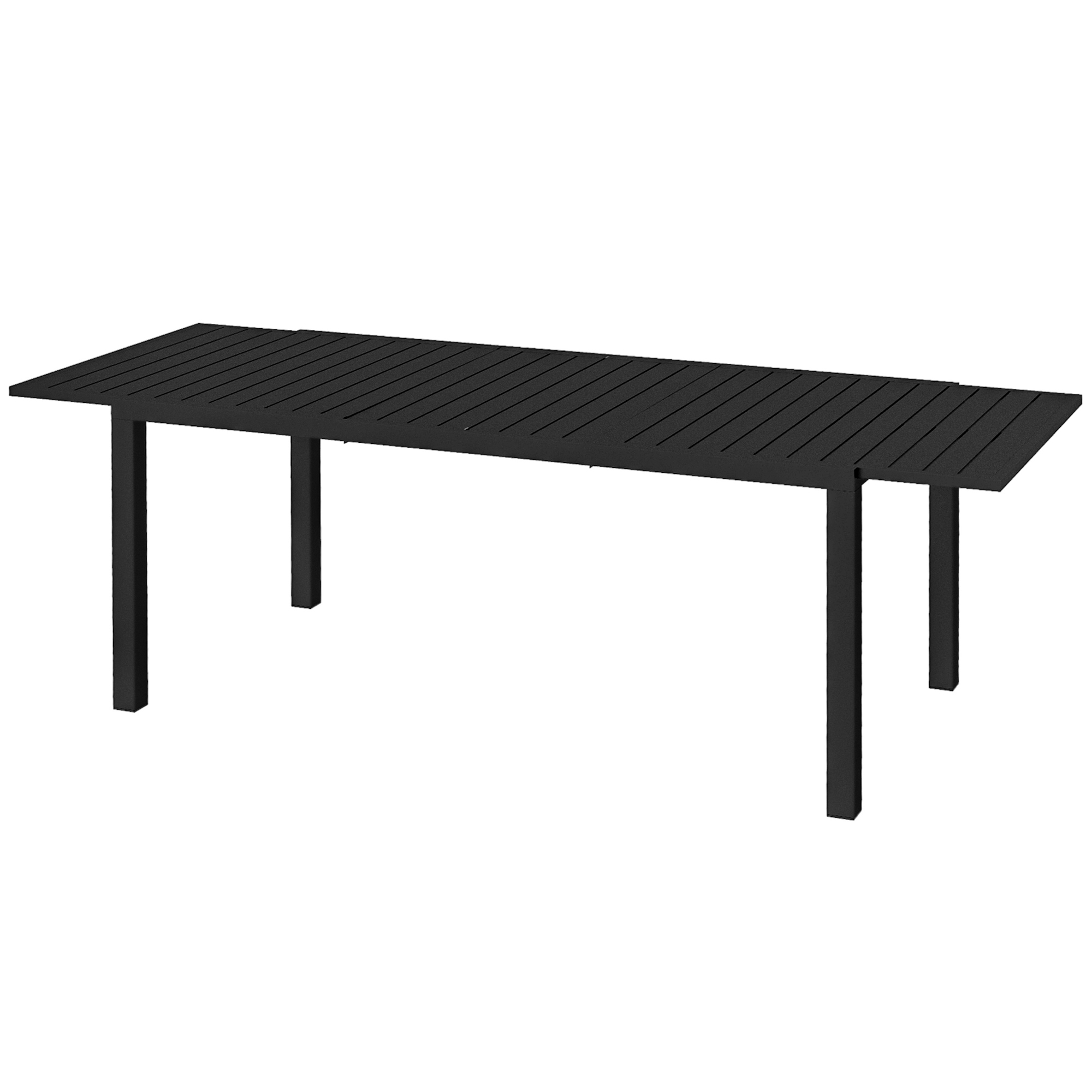 Outsunny Table de jardin extensible en aluminium rectangulaire 6 - 8 personnes, dim. 180/240L x 94l x 73H cm, noir