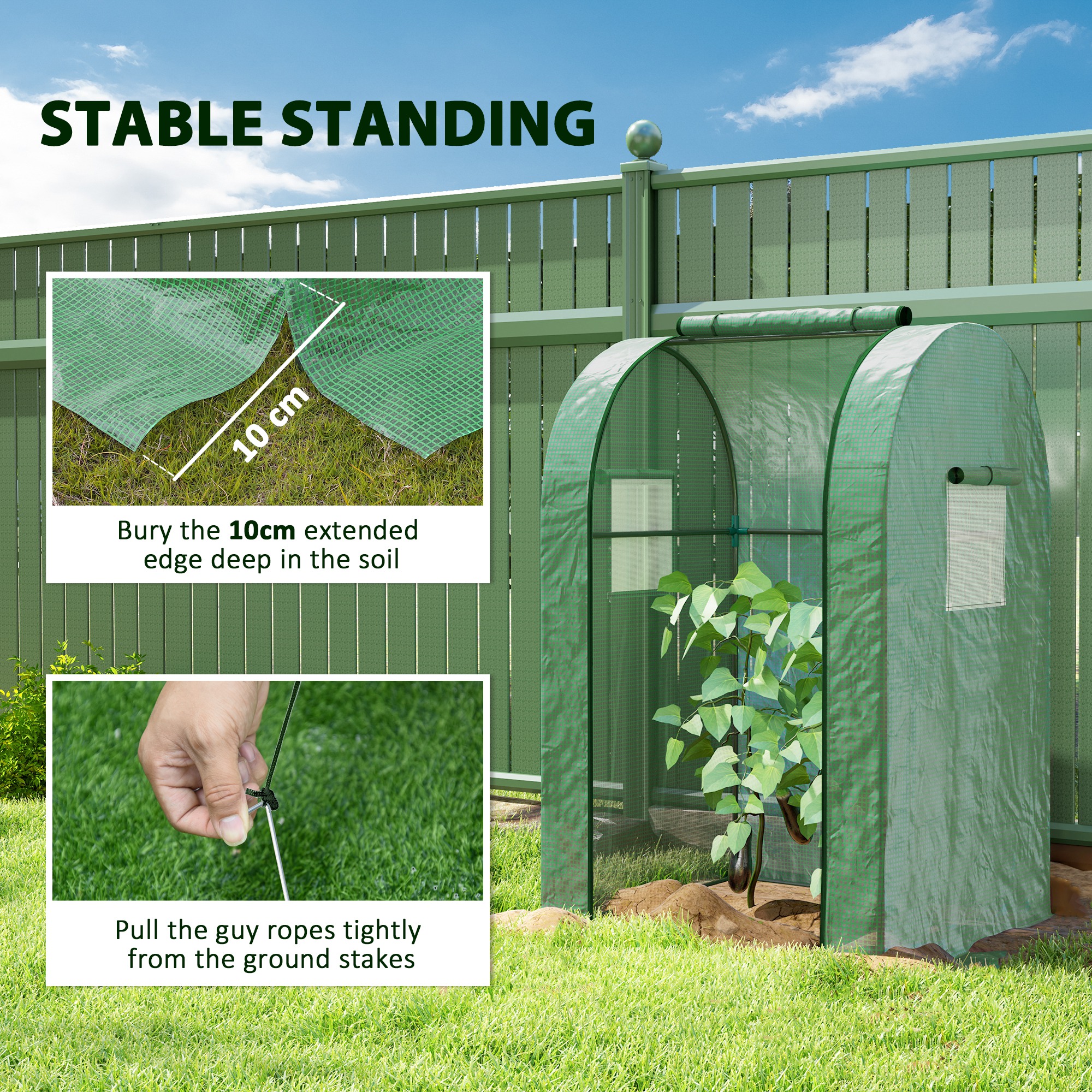 Outsunny 94 x 94cm Mini Portable Greenhouse Green 7