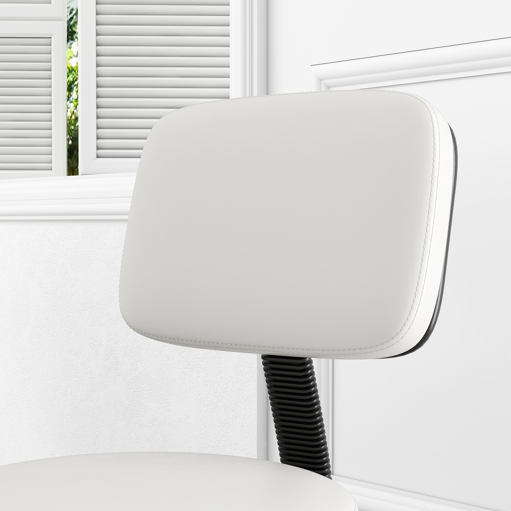 HOMCOM Beautician's Swivel Salon Chair w/ Padded Seat Back 5 Wheels Adjustable Height Salon Hairdressers Tattoo Spa Rolling Cushion Professional 48cm White 9