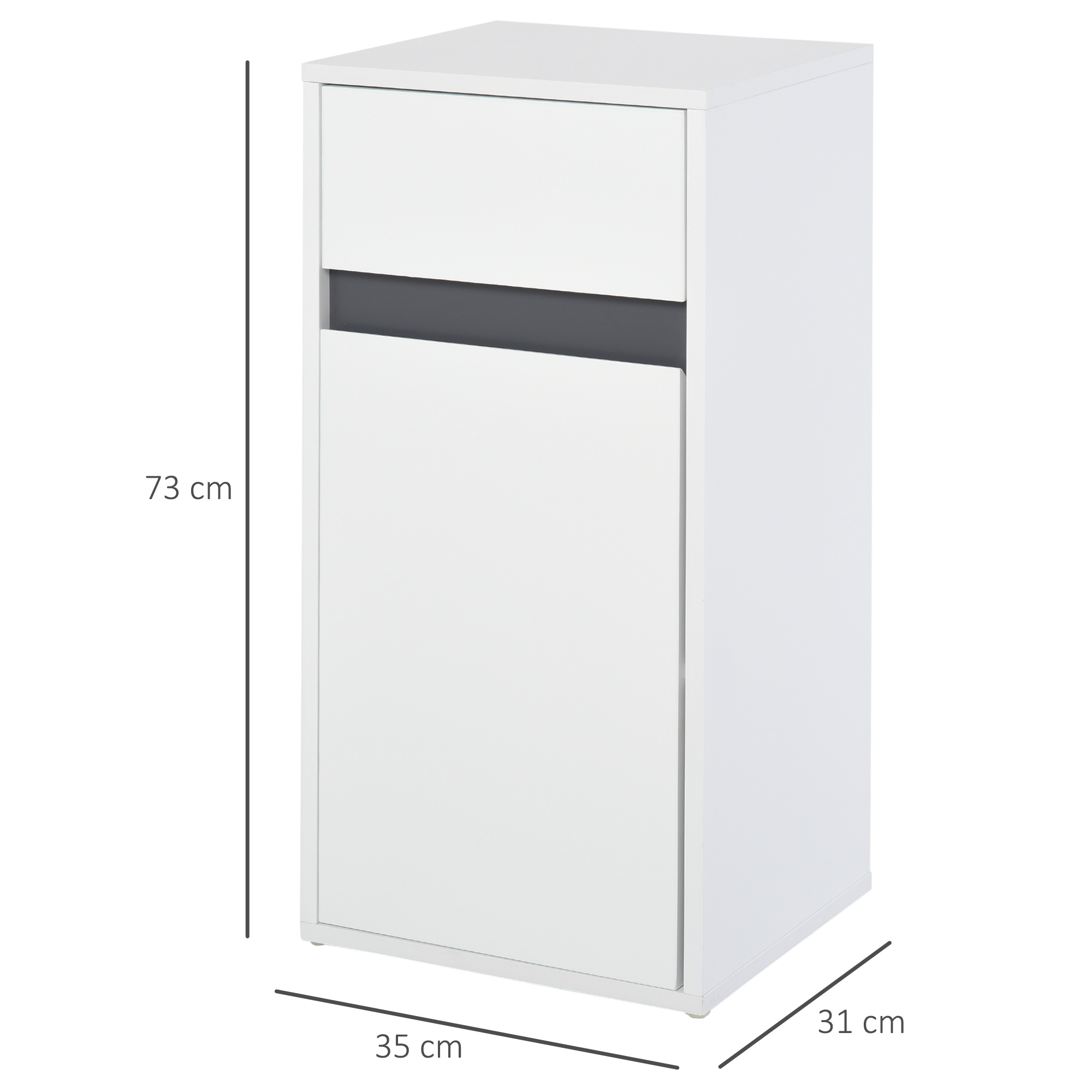 HOMCOM MDF Tri-Compartment Bathroom Storage Cabinet White 3
