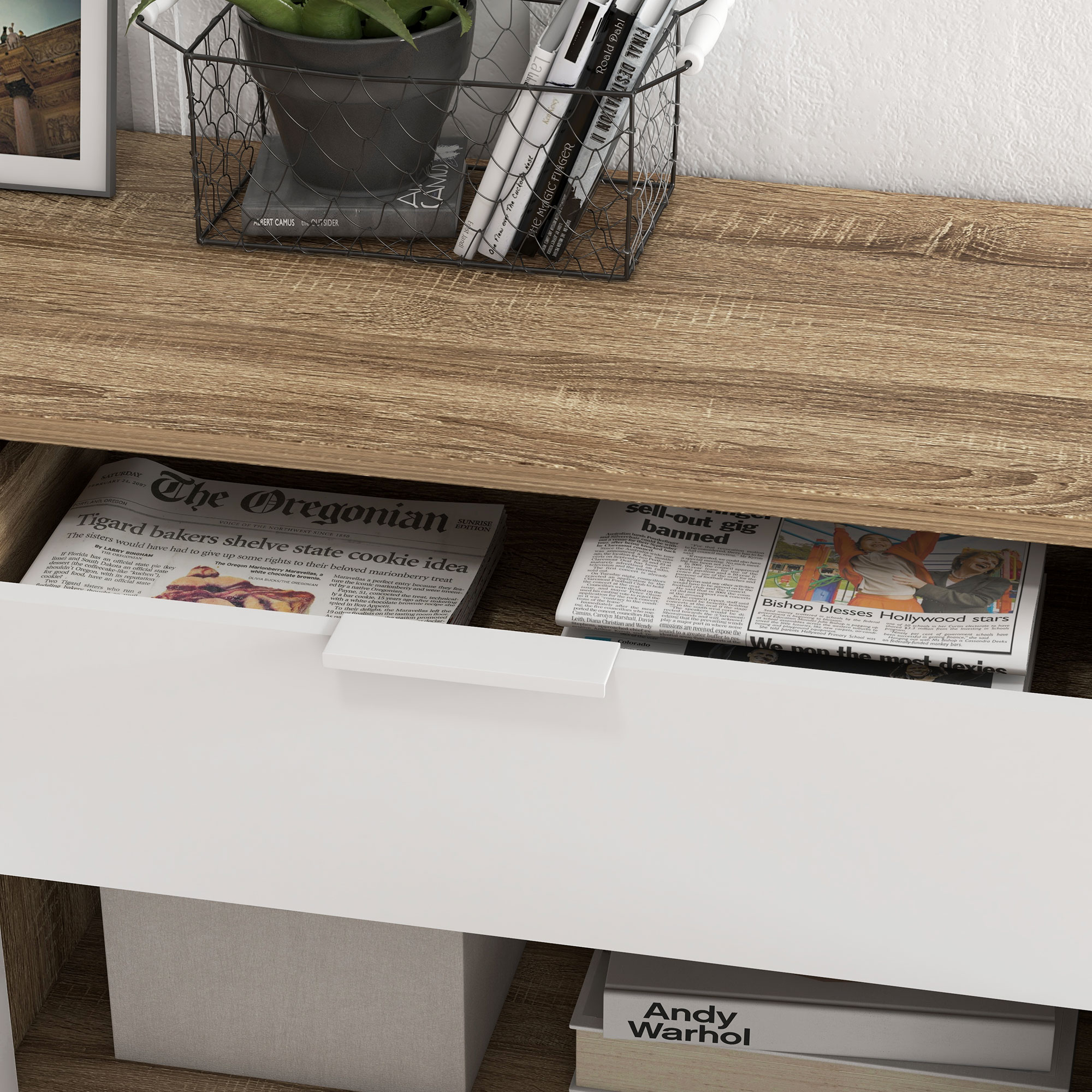 HOMCOM Meuble De Rangement Buffet Cuisine - Blanc, 95x35x85cm, Étagères Réglables & Tiroir