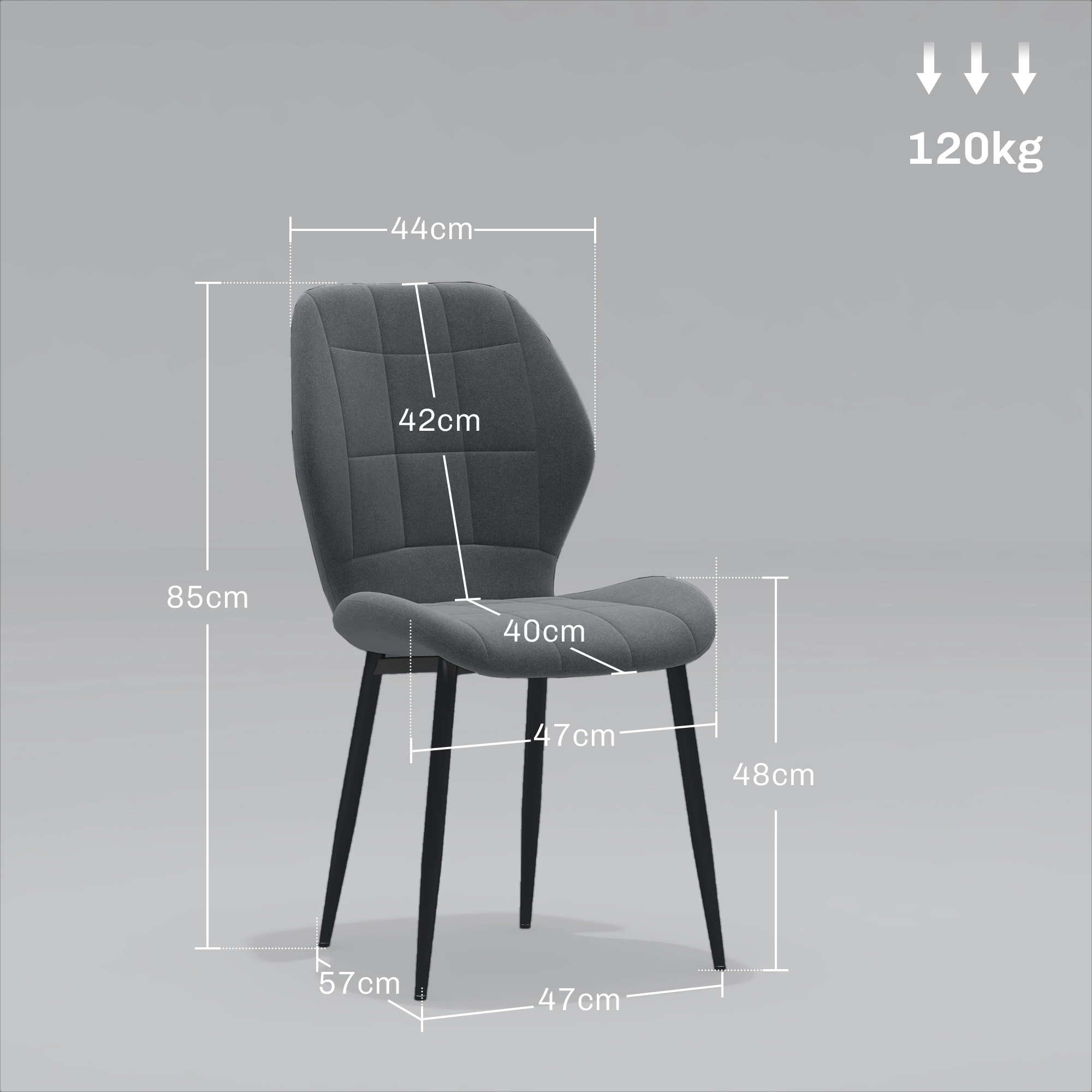 HOMCOM Set of Four Flannel Relaxed Tub Dining Chairs Dark Grey 3