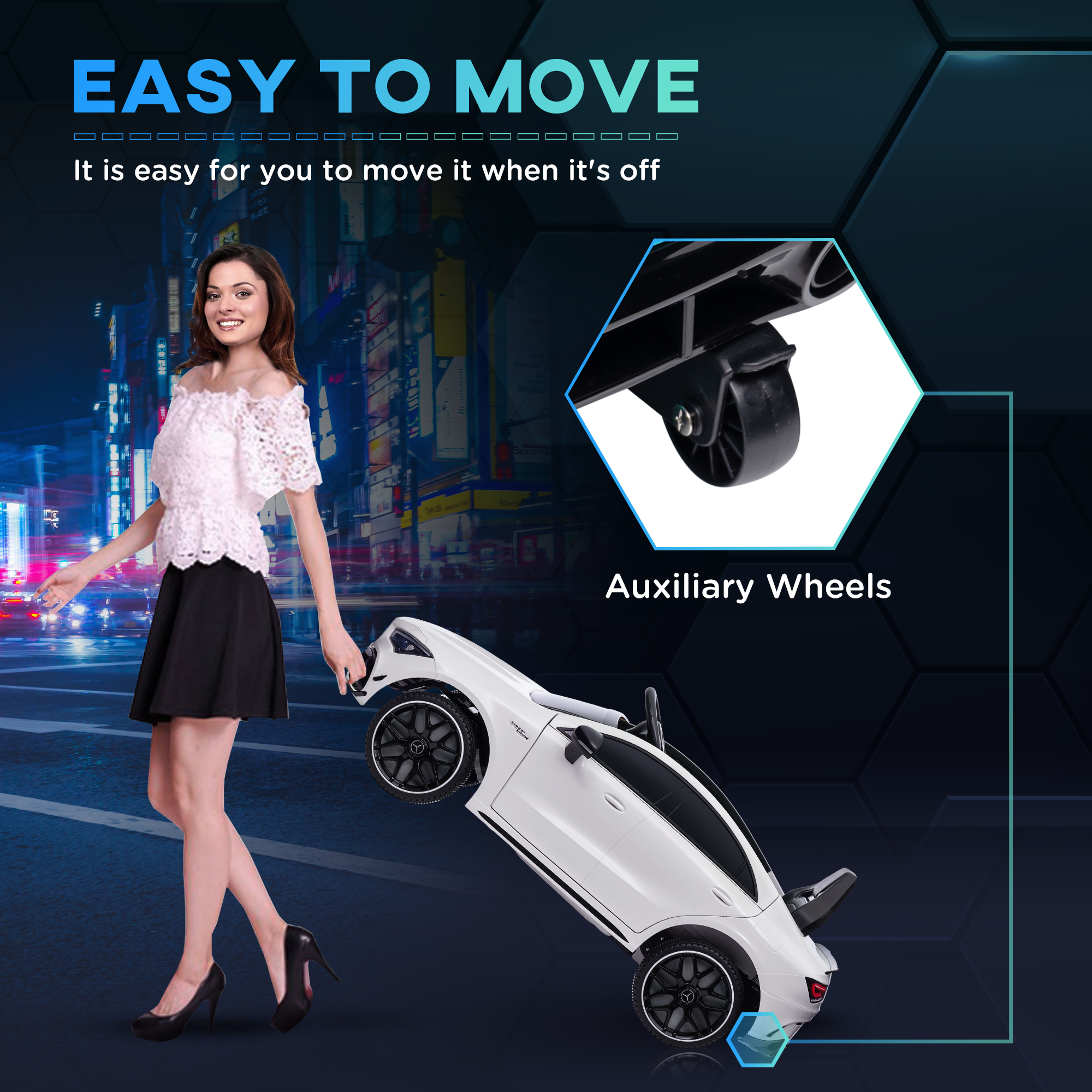 AIYAPLAY Mercedes-Benz AMG CLA 45 Licensed 12V Kids Electric Car Ride on Car w/ Remote, Suspension Lights Music Horn White 5