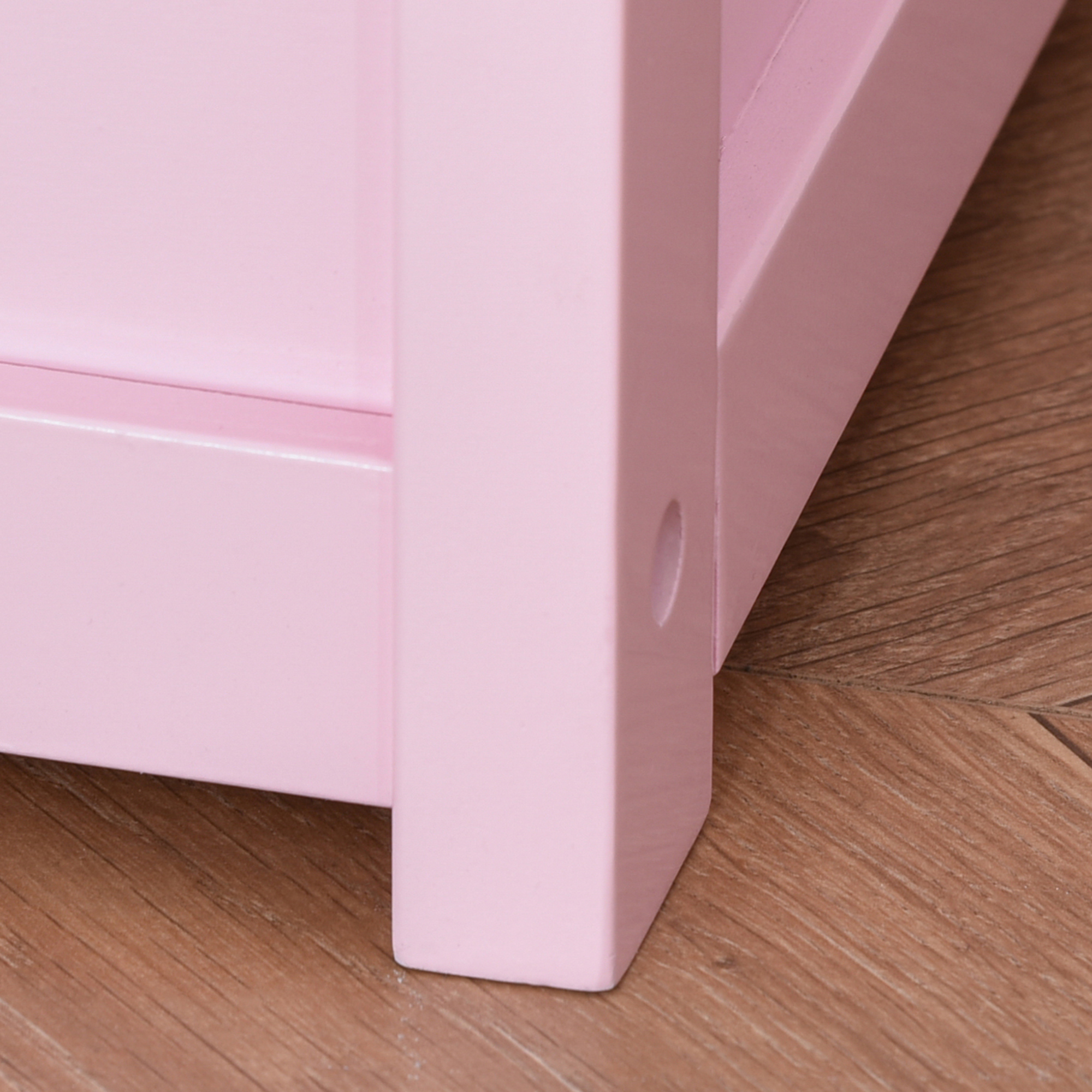 HOMCOM 2 In 1 Wooden Toy Box, Seat Storage Bench, Storage Chest Cabinet Organiser with Safety Pneumatic Rod, Pink 8