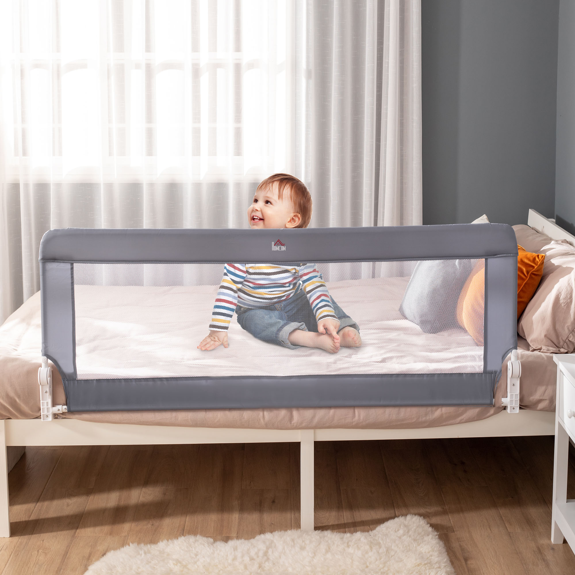 Barriera Di Sicurezza Pieghevole Per Letto Interbaby - Modello Stella 90cm, Per Bambini 18 Mesi-5 Anni