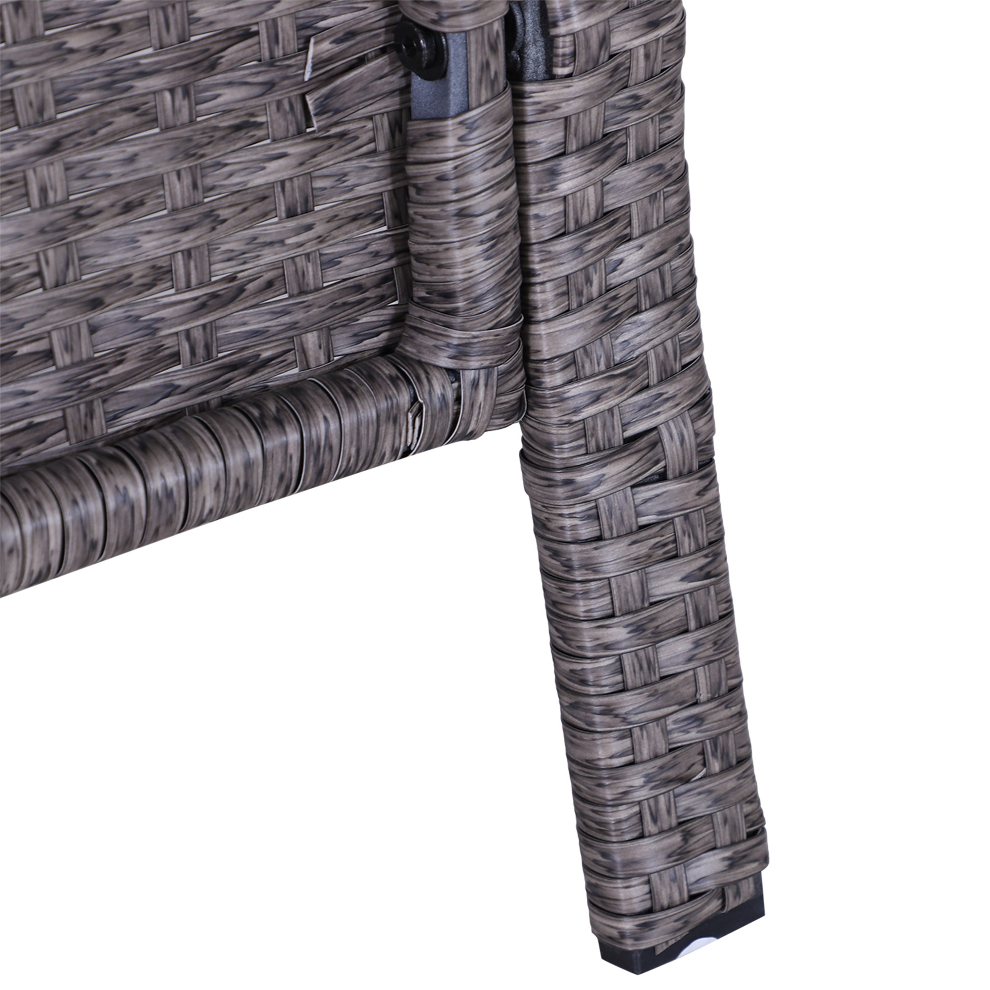 Outsunny 5 Pieces PE Rattan Garden Furniture Set with 10cm Thick Padded Cushions, Wicker Weave Outdoor Seating Chairs with 2 Armchairs, 2 Stools, Glass Top Table, Dark Grey 8