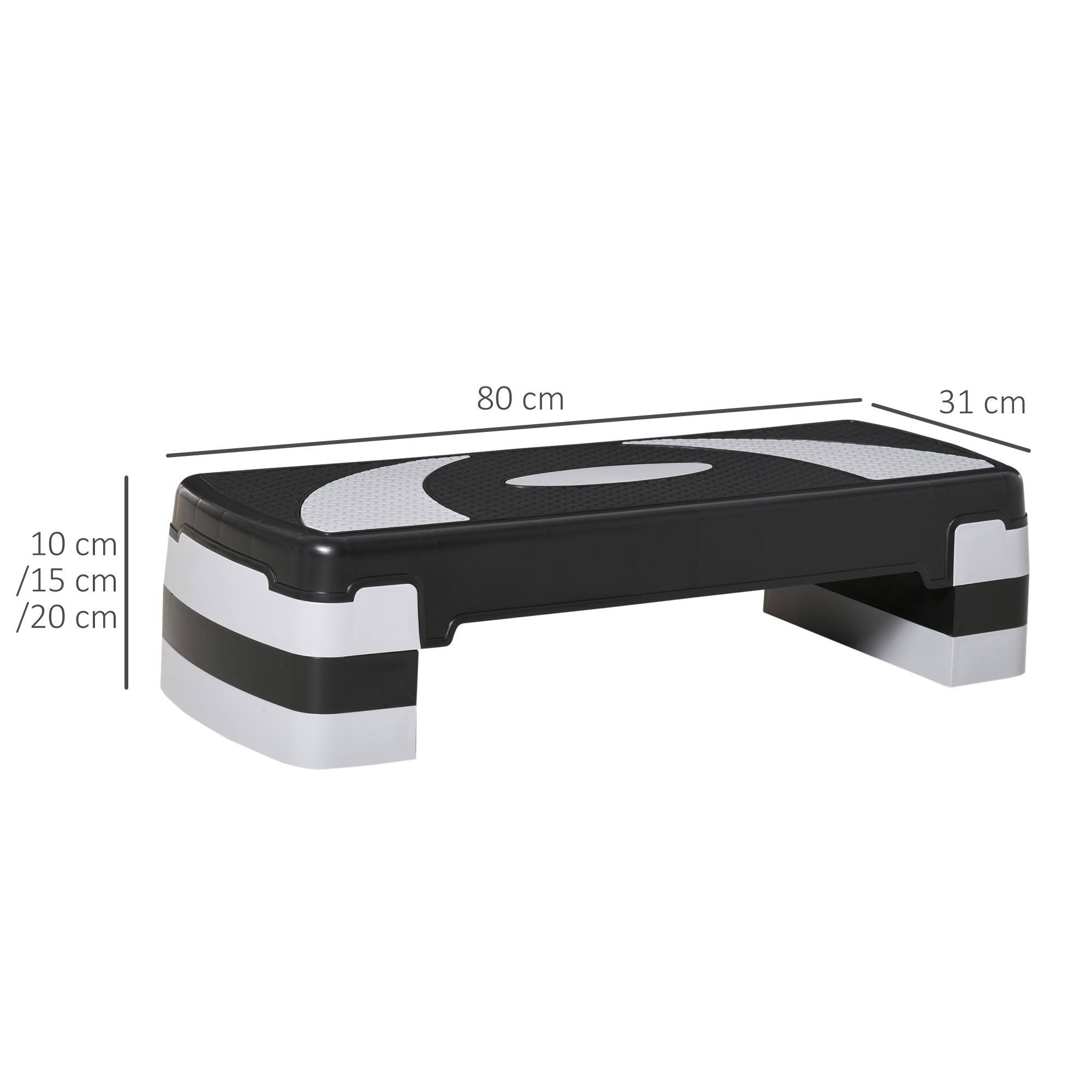 Step Fitness HOMCOM - Hauteur Réglable 3 Niveaux - Surface Antidérapante - 150kg Max