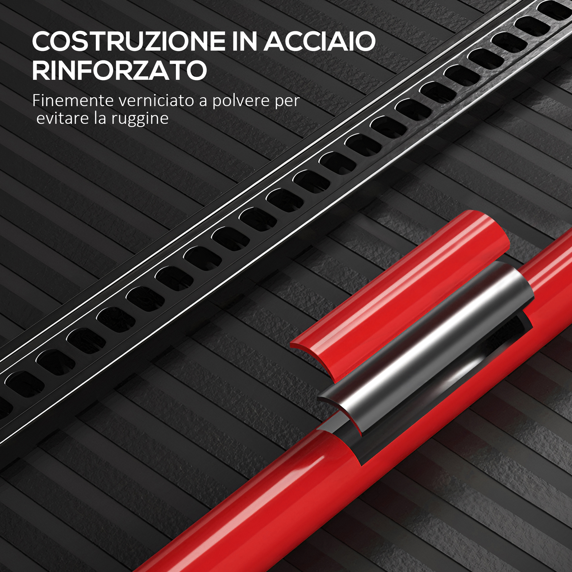 HOMCOM Cric Idraulico 2500kg - Martinetto Piatto Con Ruote Range 80-360mm Per Auto E Moto