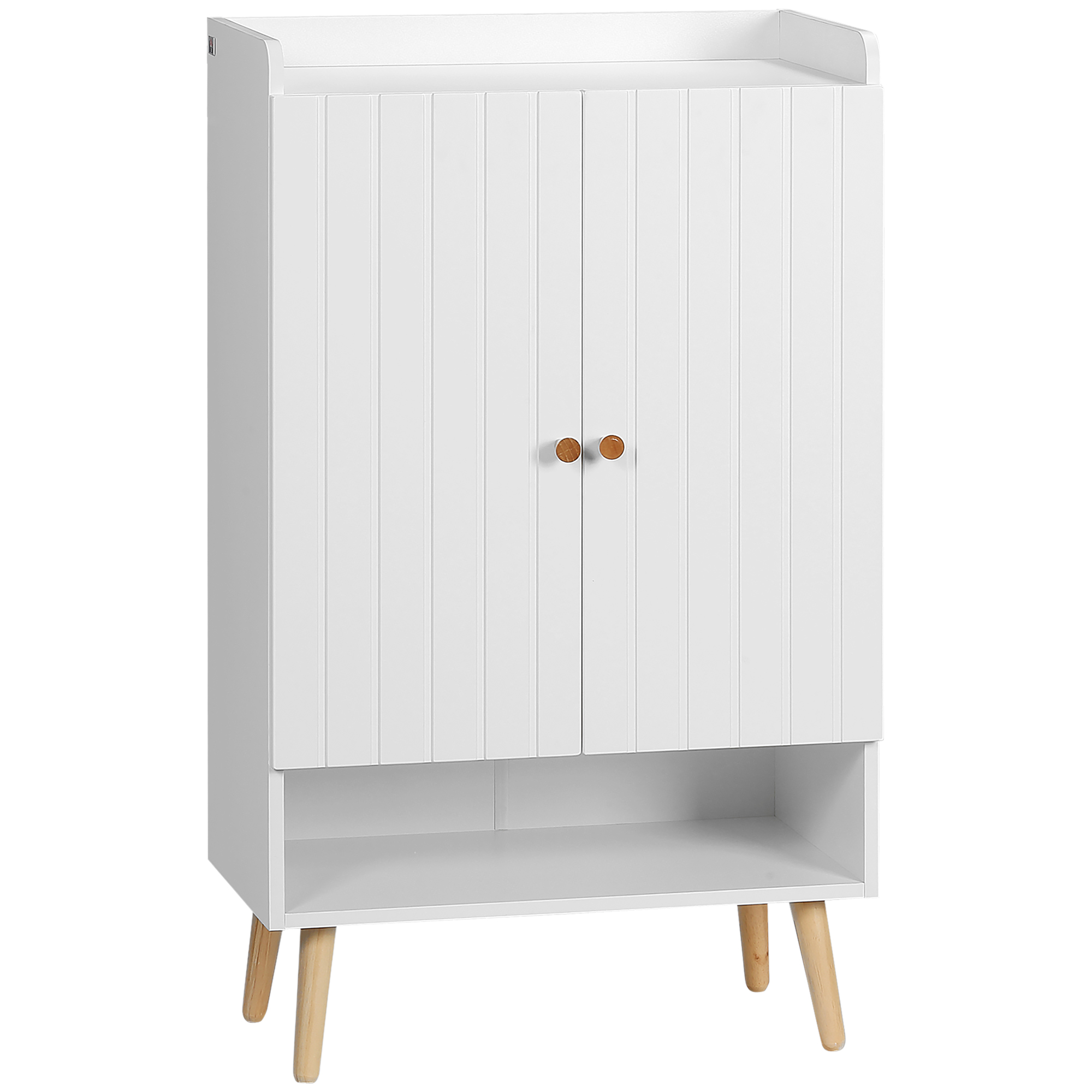 HOMCOM Armario Zapatero para 15 Pares de Zapatos con 2 Puertas para Pasillo Entrada 60x33x100cm Blanco Espacioso | Aosom España