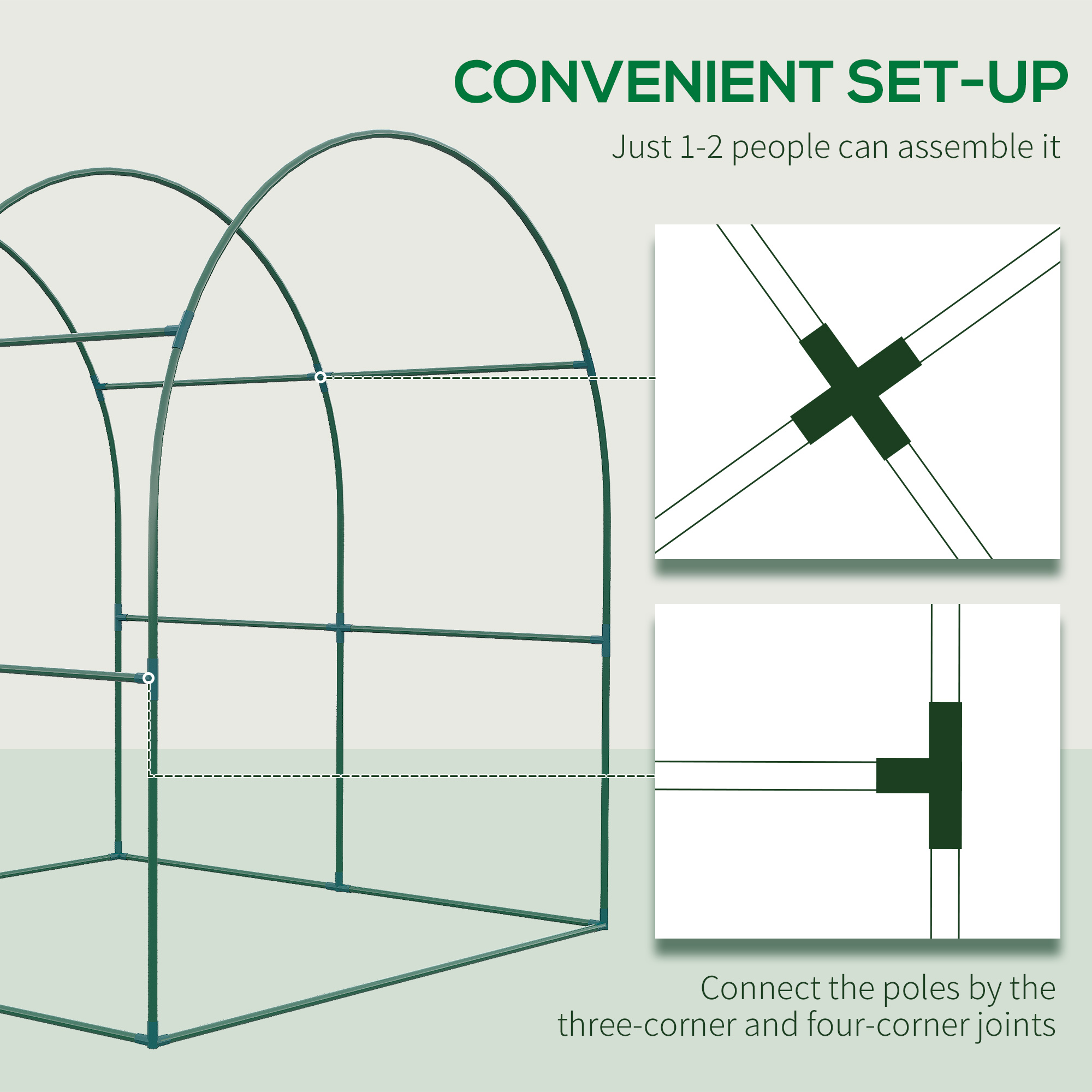 Outsunny Walk in Polytunnel Greenhouse, Green House for Garden with Roll-up Window and Door, 1.8 x 1.8 x 2 m, Green 7