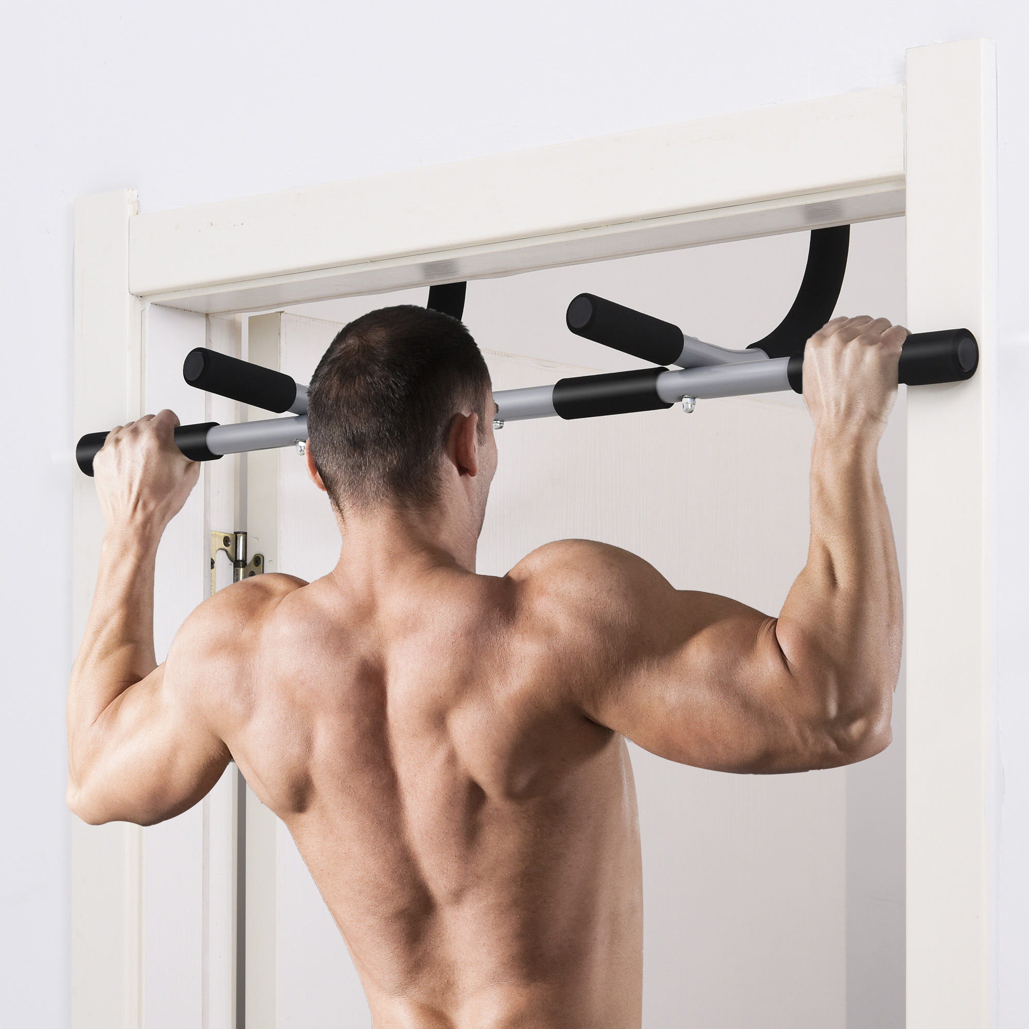 HOMCOM Pull-Up Bar for Doorway, Home Fitness Door Horizontal Push up Bar for Indoor Gym Upper Body Workout, Grey 2