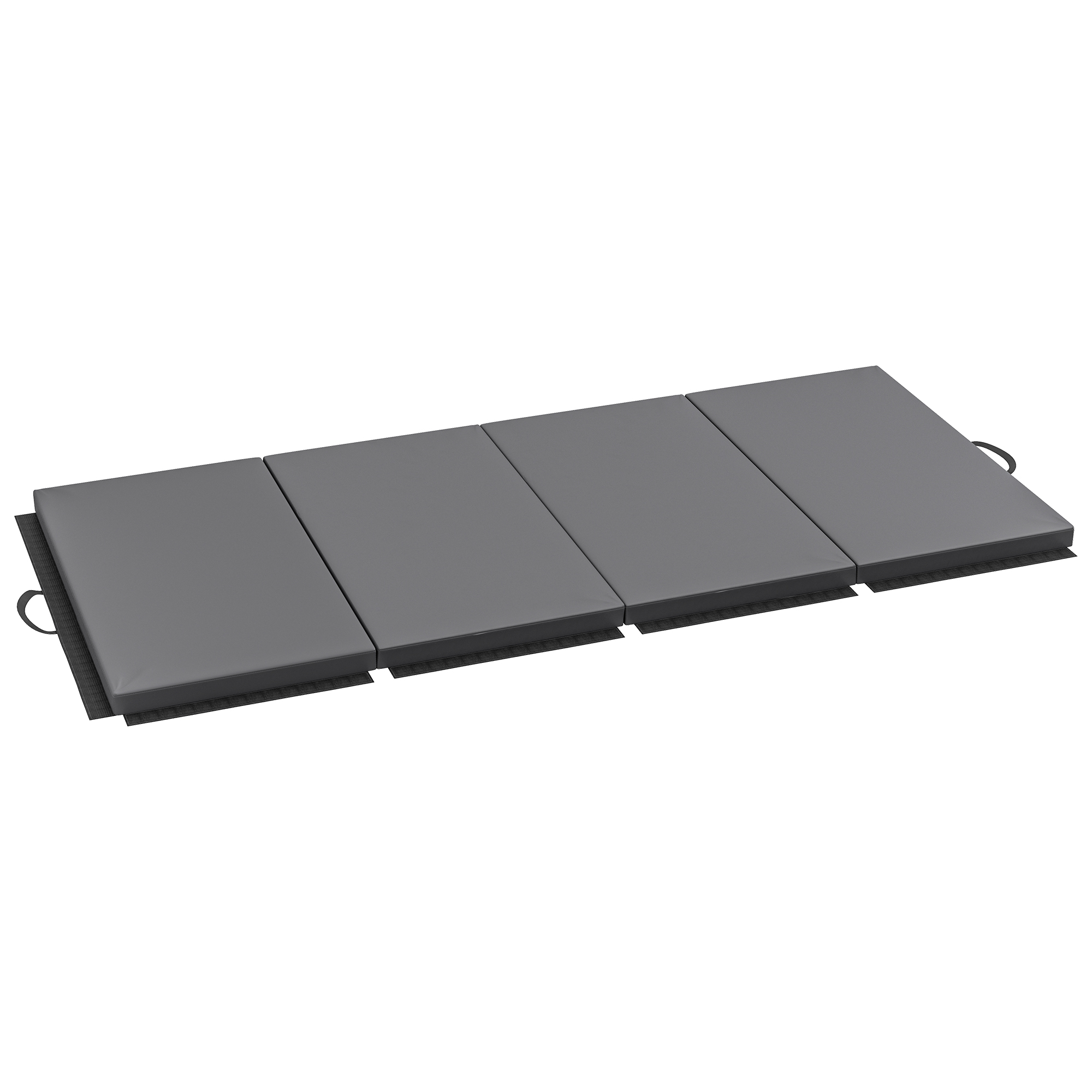 HOMCOM Tapis de gymnastique yoga pilates fitness pliable en 4 avec poignées revêtement synthétique 180 x 80 x 5 cm gris