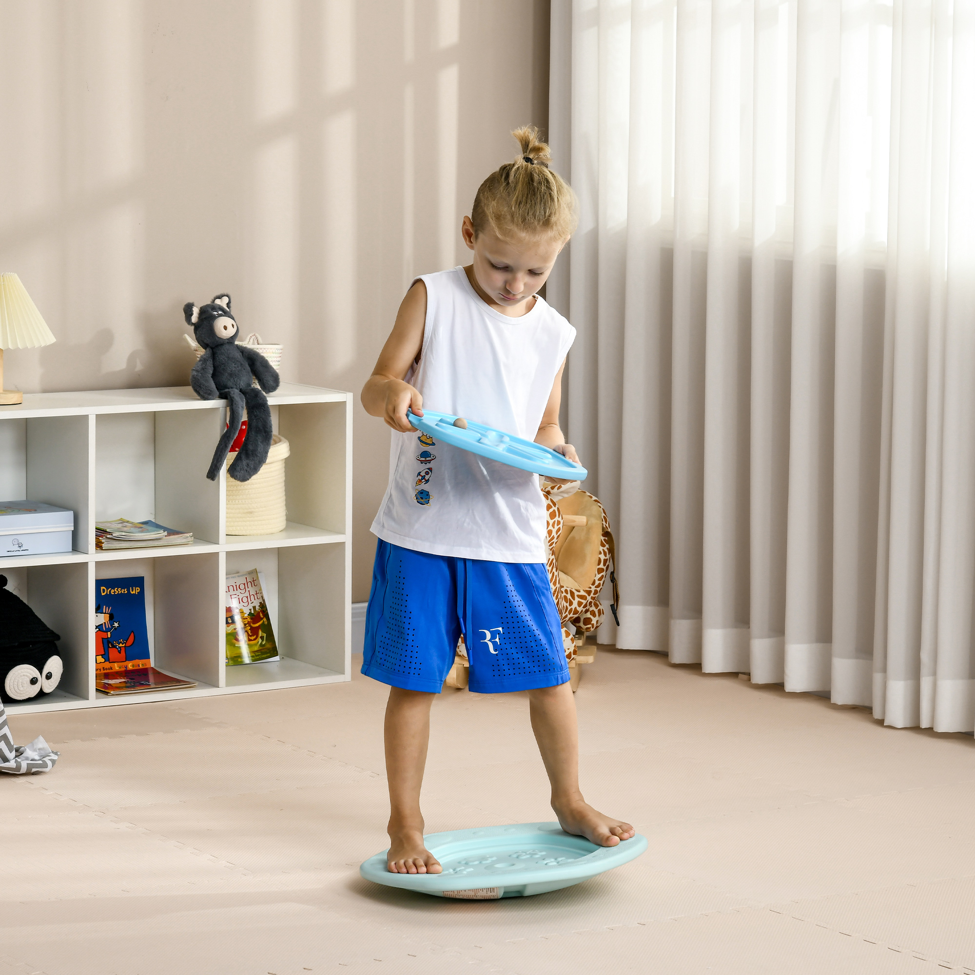 ZONEKIZ Two-In-One Balance Board, Kids Wobble Board with Ball Blue 2