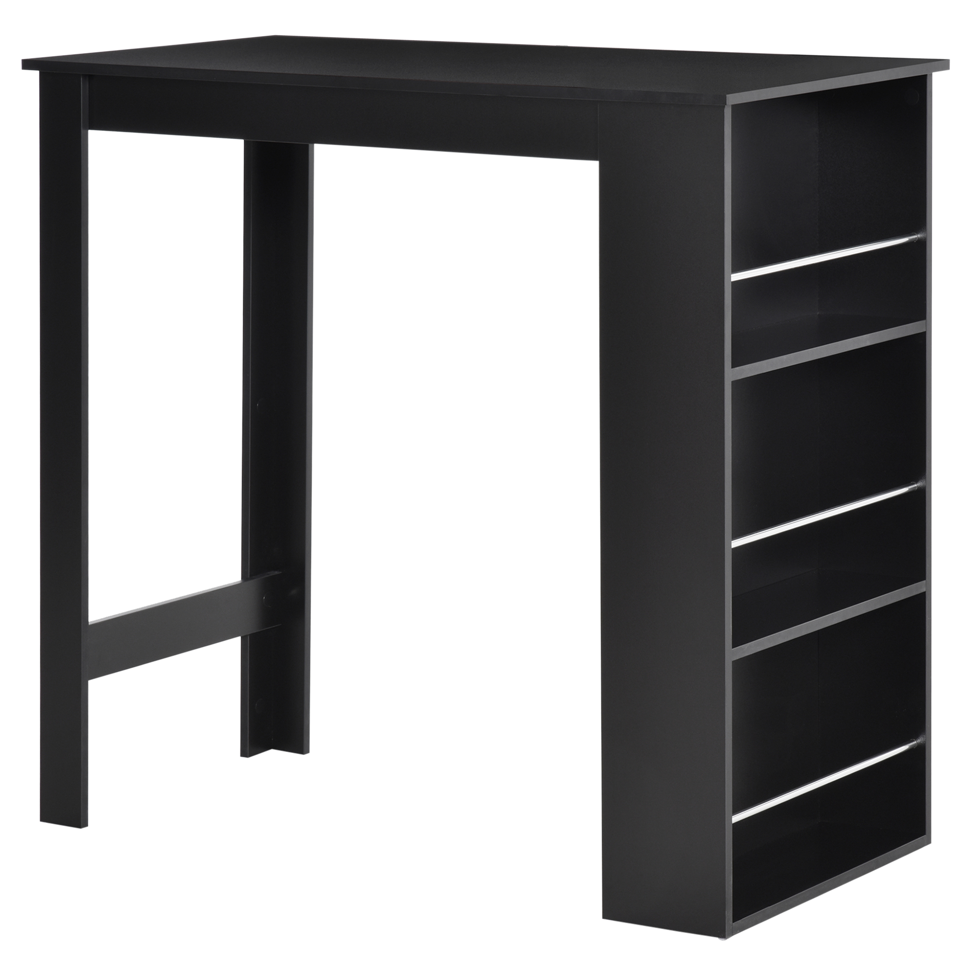 HOMCOM Mesa de Bar de Bistró con 3 Estantes y Barandillas Moderno para Cocina Comedor Salón Estructura de Melamina 112x57x106 cm Negro | Aosom España