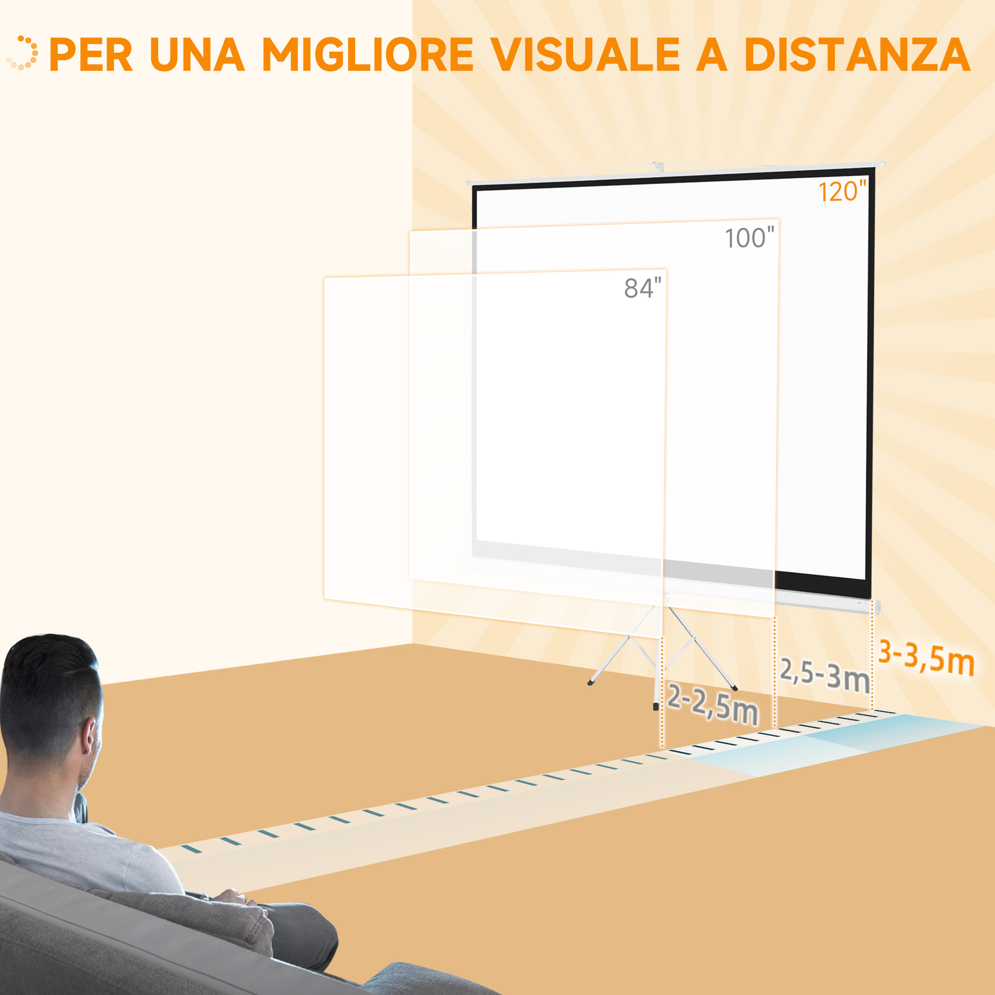 HOMCOM Telo Proiettore da 80 Pollici 4K HD Formato 16:9, Altezza Regolabile Manuale, Schermo Proiettore, Grandangolo di 160 Gradi, Telo Videoproiettore per Casa, Home, Cinema, Ufficio, Esterno, Bianco HOMCOM Telo Proiettore da 80 Pollici 4K HD Formato 16:9, Altezza Regolabile Manuale, Schermo Proiettore, Grandangolo di 160 Gradi, Telo Videoproiettore per Casa, Home, Cinema, Ufficio, Esterno, Bianco
