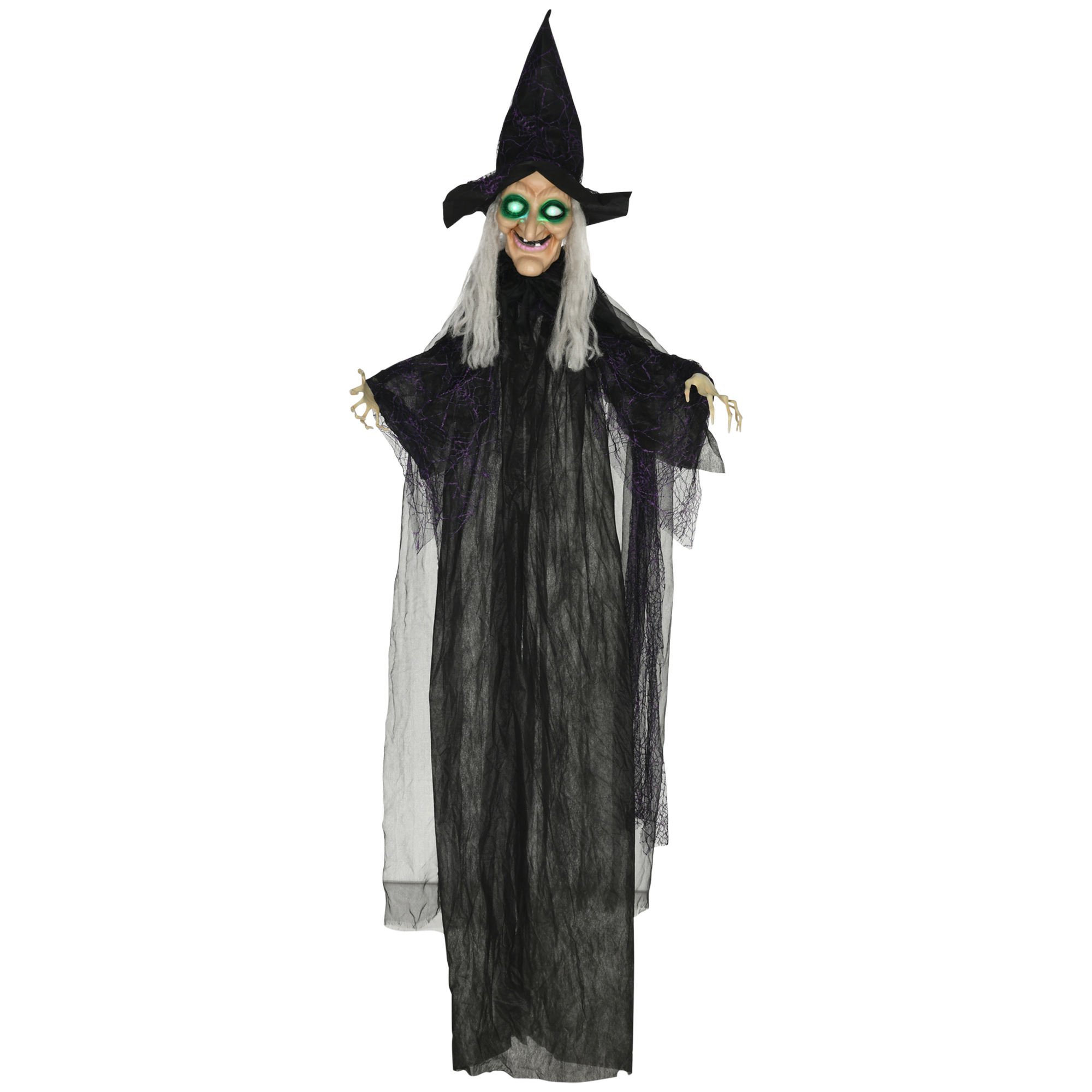 HOMCOM 183cm Halloween Dekoration Halloween-Hexe mit LED-Lichter, Soundfunk günstig online kaufen