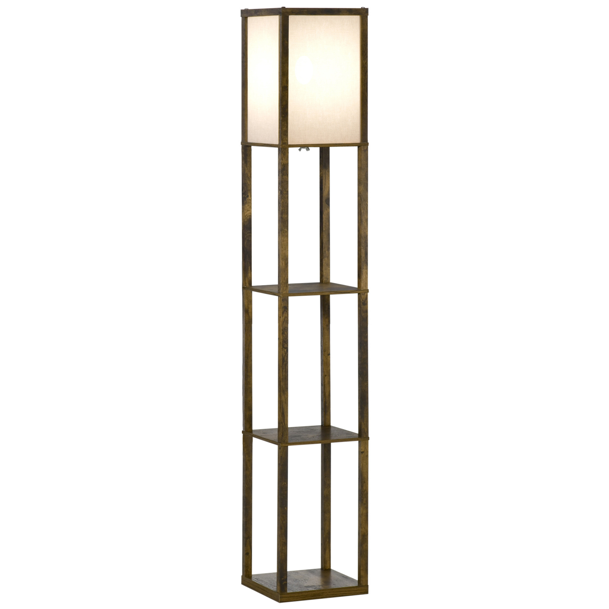 Homcom Lampadaire Étagère Lumineux 3 Niveaux MDF Blanc et Marron 160cm Déco Intérieure Aosom France