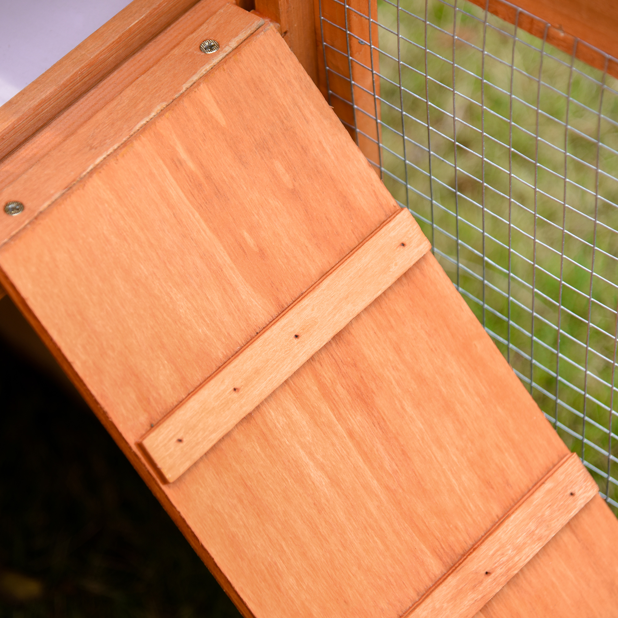 PawHut Large Rabbit Hutch Outdoor, Guinea Pig Hutch, Wooden Small Animal House, with Rabbit Run, 215 x 63 x 97 cm 9
