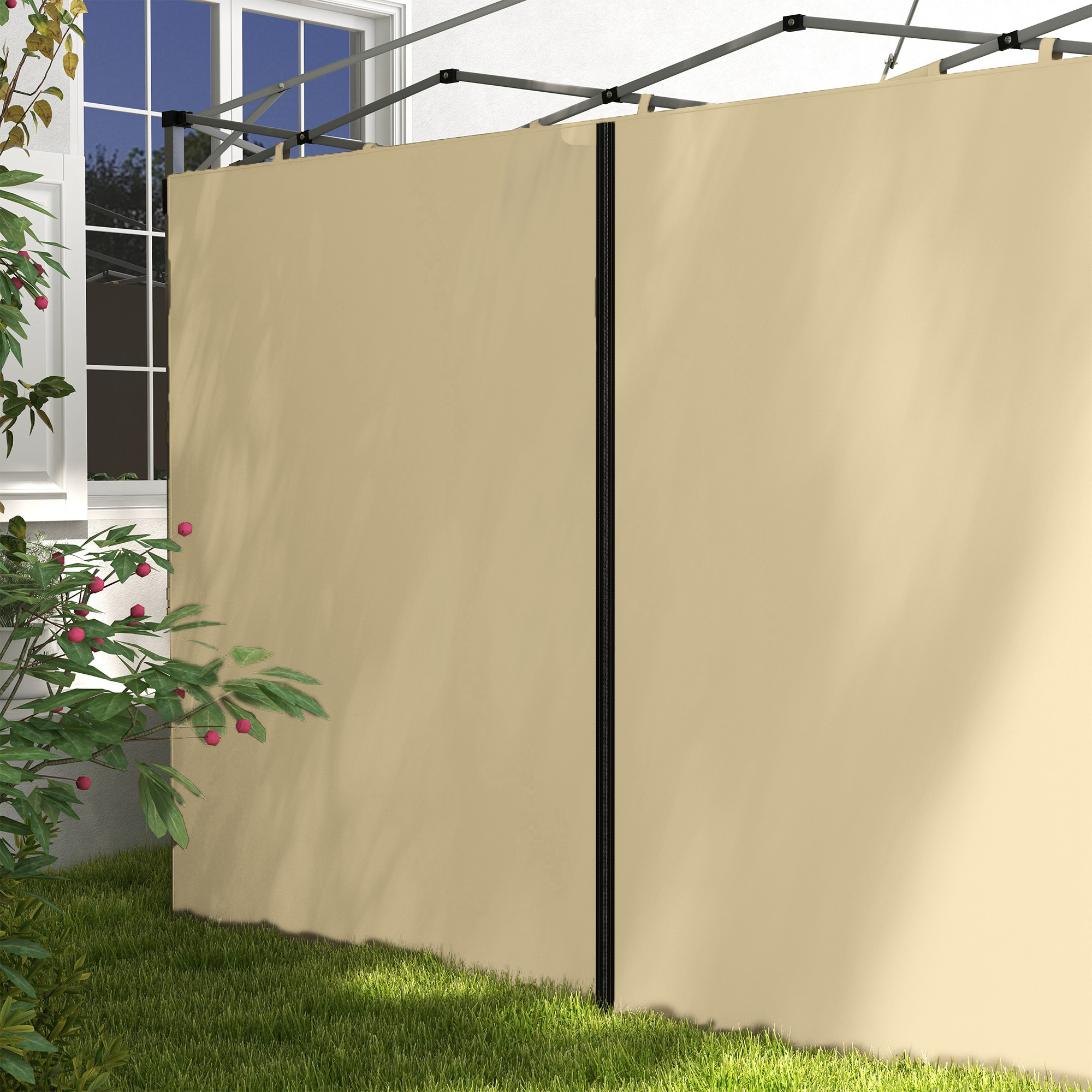 Outsunny Set of Two 3 x 3(m) Replacement Zipped Gazebo Walls Beige 8