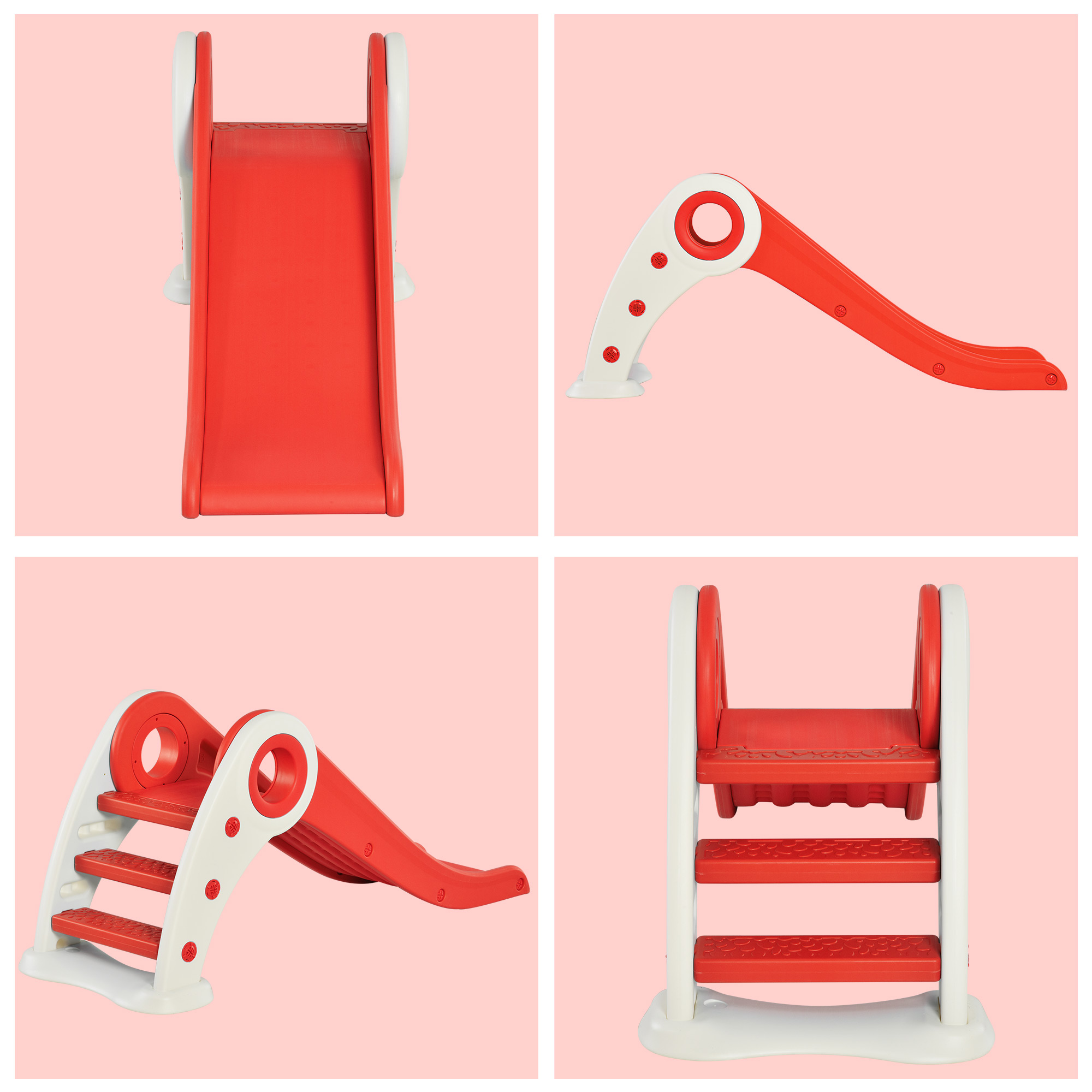HOMCOM – Toboggan Enfant Pliable Bleu – Intérieur/extérieur – De 18 à 36 Mois – HDPE, Sécurité Antidérapante, Poids Max 25 Kg