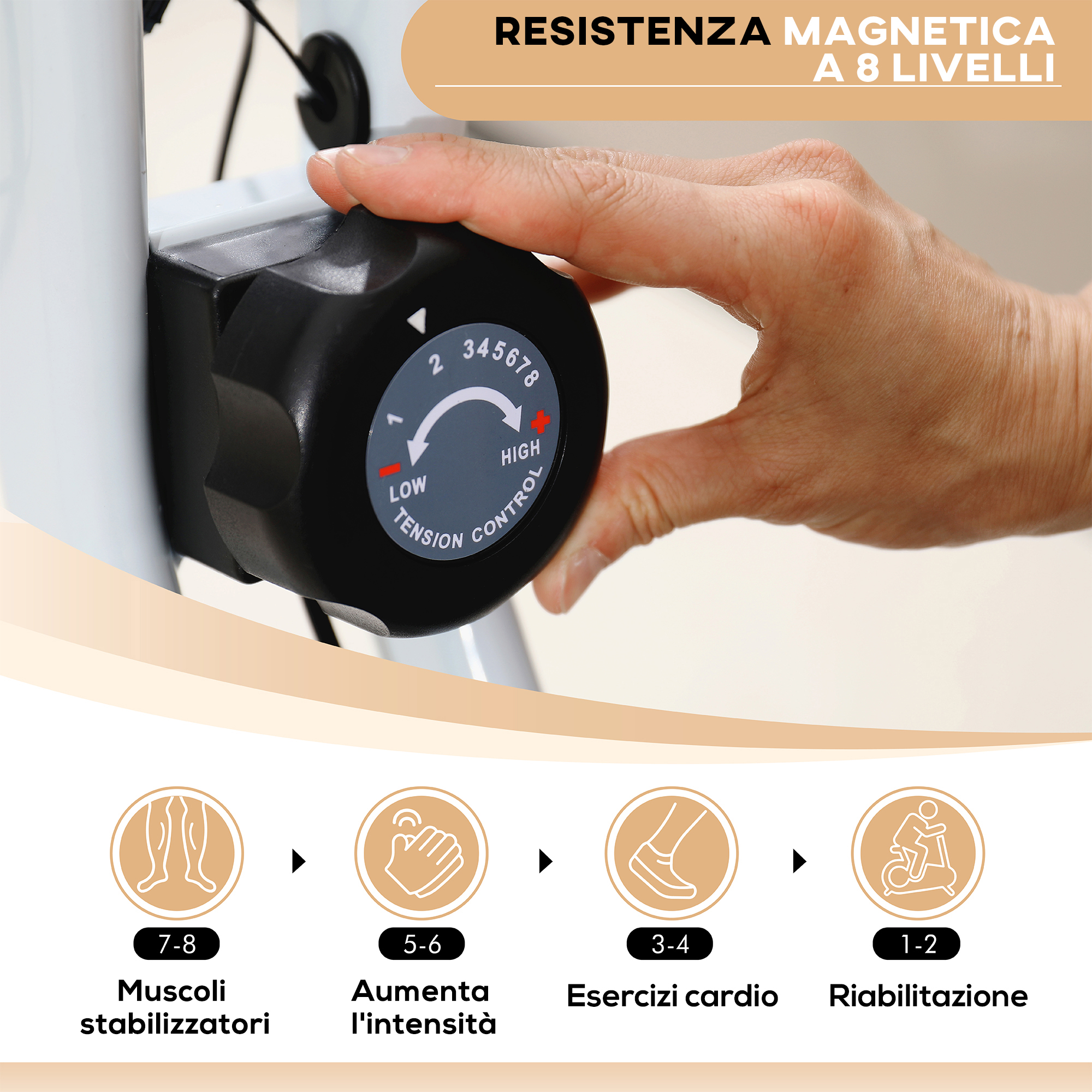 HOMCOM Cyclette da Camera con Trasmissione a Cinghia, Cyclette