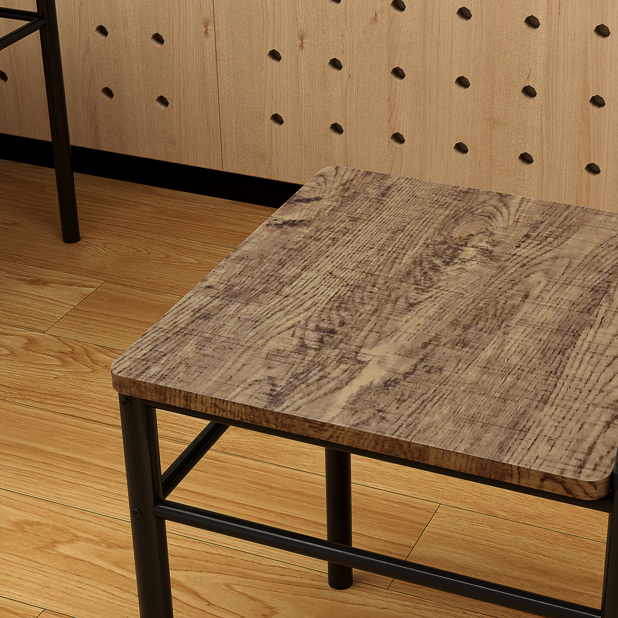 HOMCOM Five-Piece Minimal Dining Set Oak-Effect/Black 8